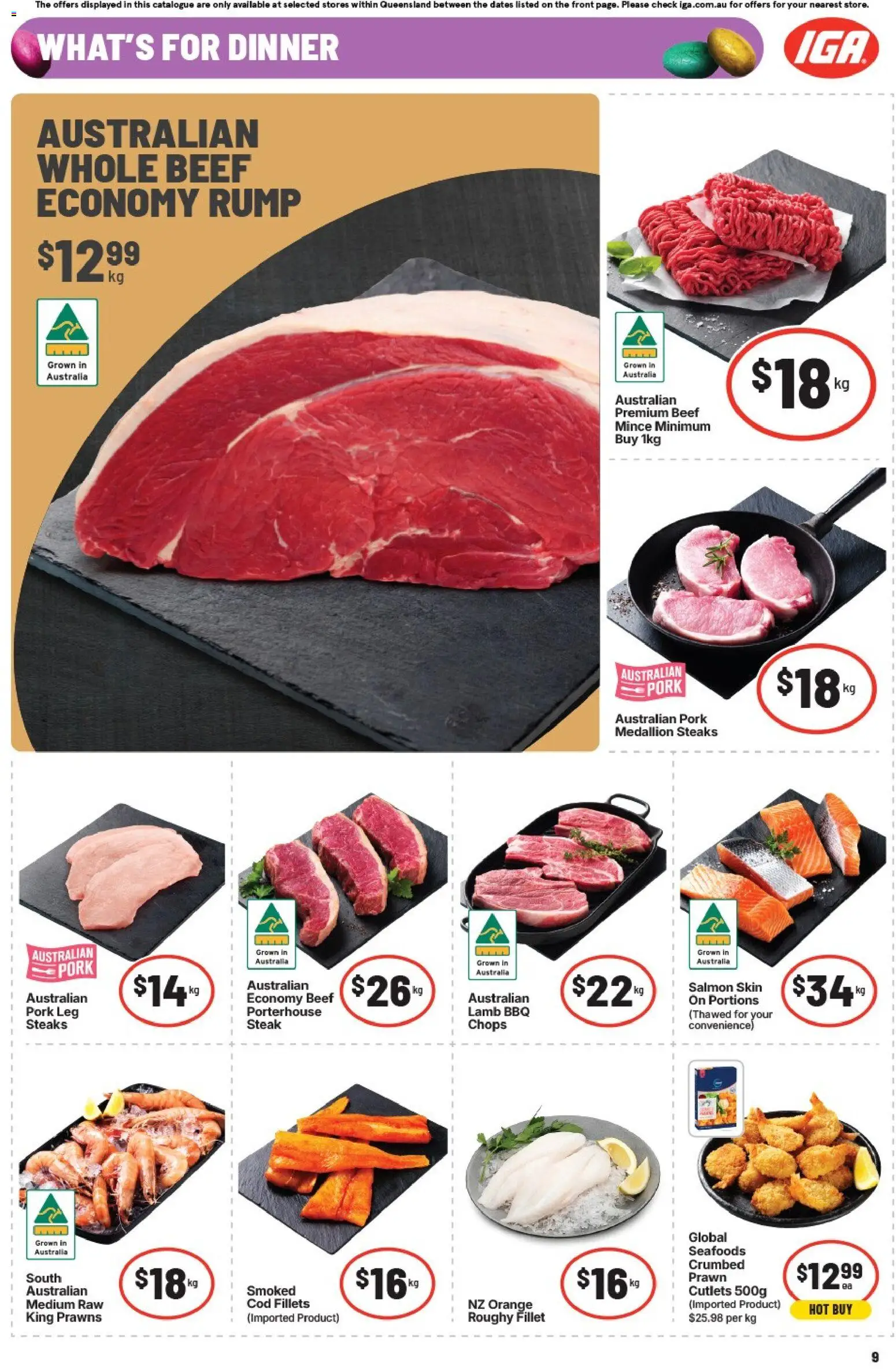 IGA catalogue - valid from 01.04.2026 | Page: 12 | Products: Pork, Lamb, Steak, Salmon