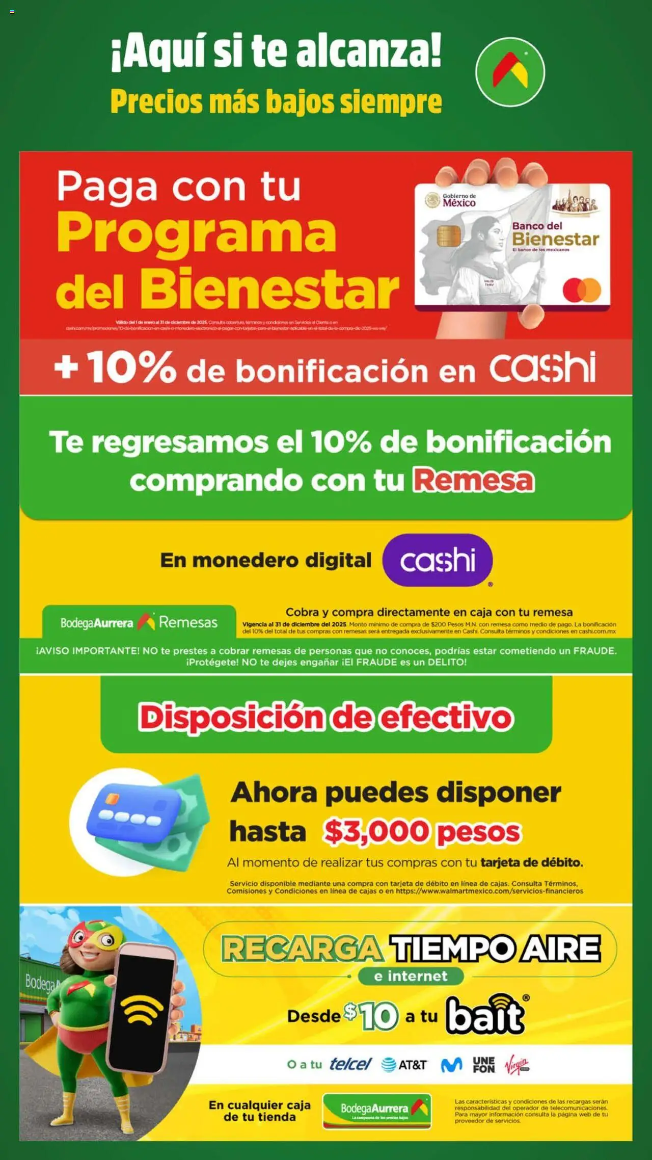 Nuevas ofertas de Bodega Aurrerá válidas en toda la República Mexicana desde el 24.07.2025. ¡Encuentra las mejores ofertas en Bodega Aurrerá - Folleto Precios Más Bajos Siempre! | Página: 1 | Productos: Monedero, Banco, Té, Caja