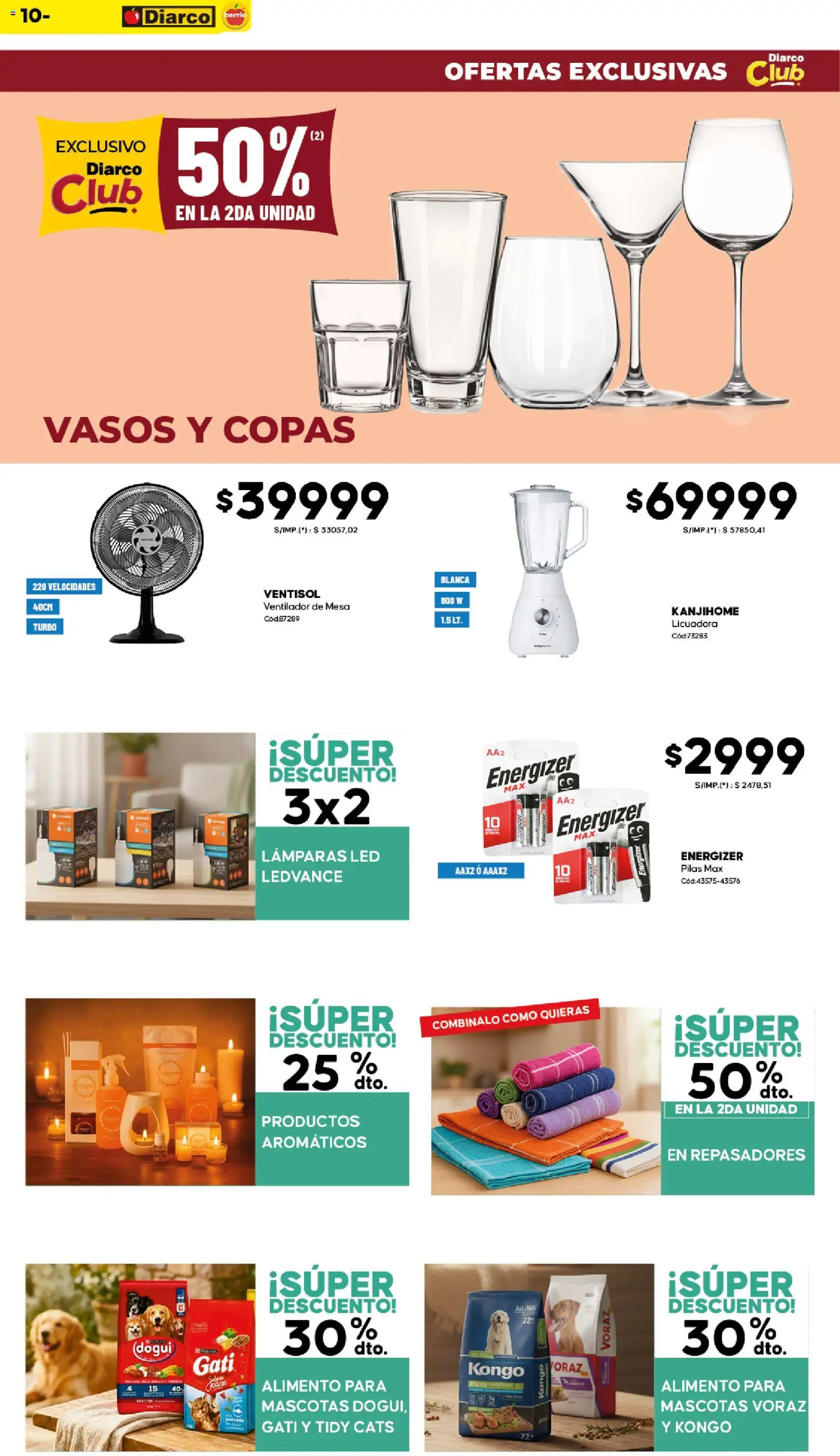 Diarco - Ofertas Diarco Barrio │ válido desde el 19.01.2026 | Página: 10 | Productos: Mesa, Pilas, Licuadora, Vasos