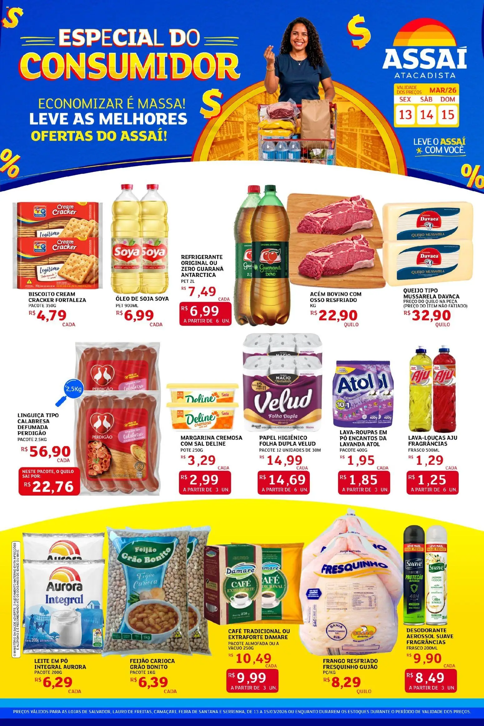 Assaí Atacadista Folheto - válido de 13.03.2026 | Página: 1 | Produtos: Pó, Piso, Linguiça, Margarina