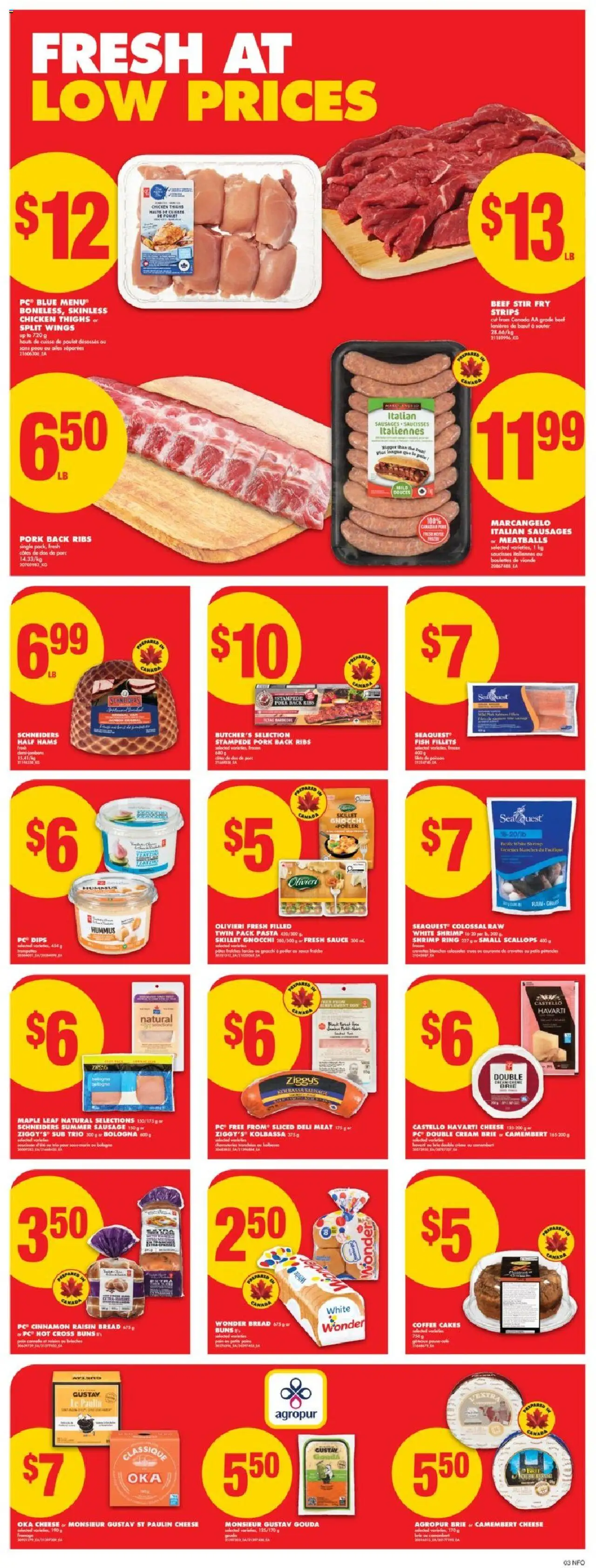 No Frills flyer valid from 09.10.2025 | Page: 4 | Products: Pasta, PC, Cheese, Bread