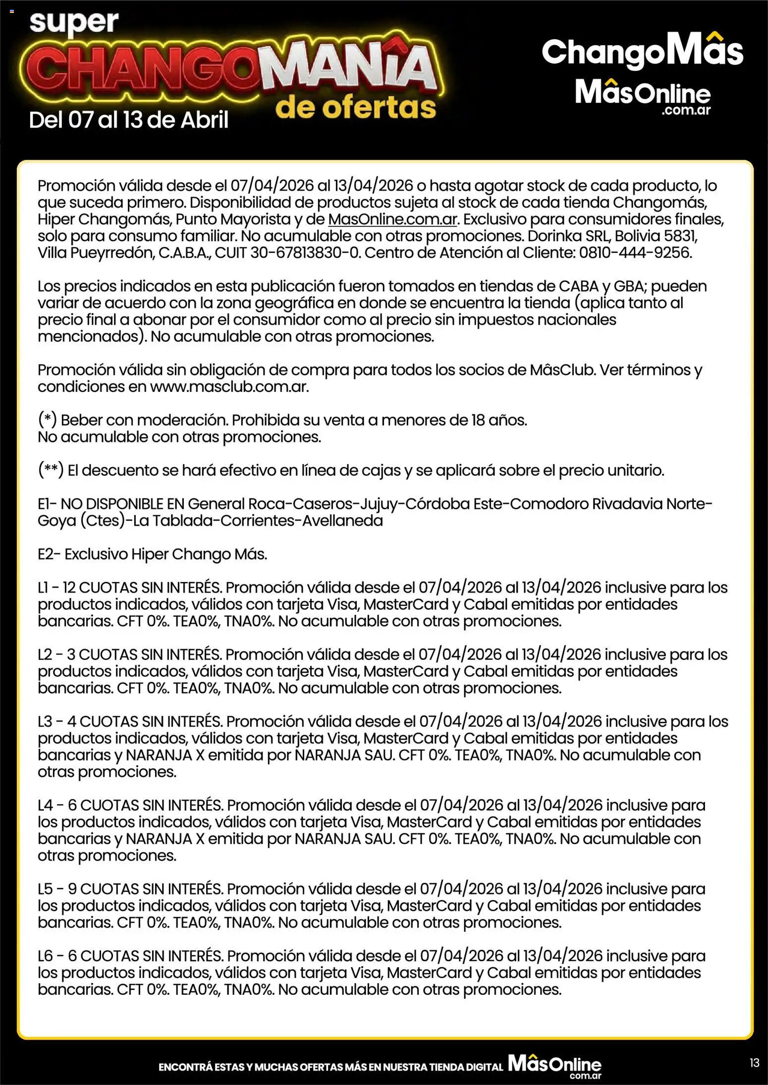 Changomas ofertas │ válido desde el 07.04.2026 | Página: 13 | Productos: Sobre, General