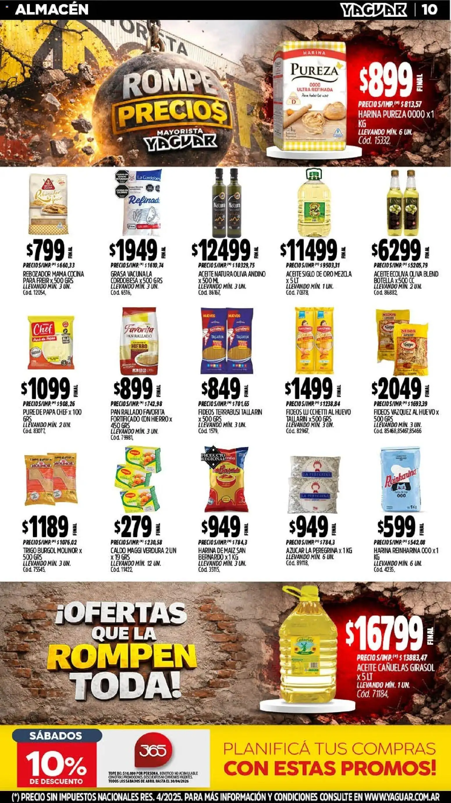 Yaguar - Oferta Semanal Jujuy │ válido desde el 13.04.2026 | Página: 10 | Productos: Papa, Azucar, Maiz, Fideos
