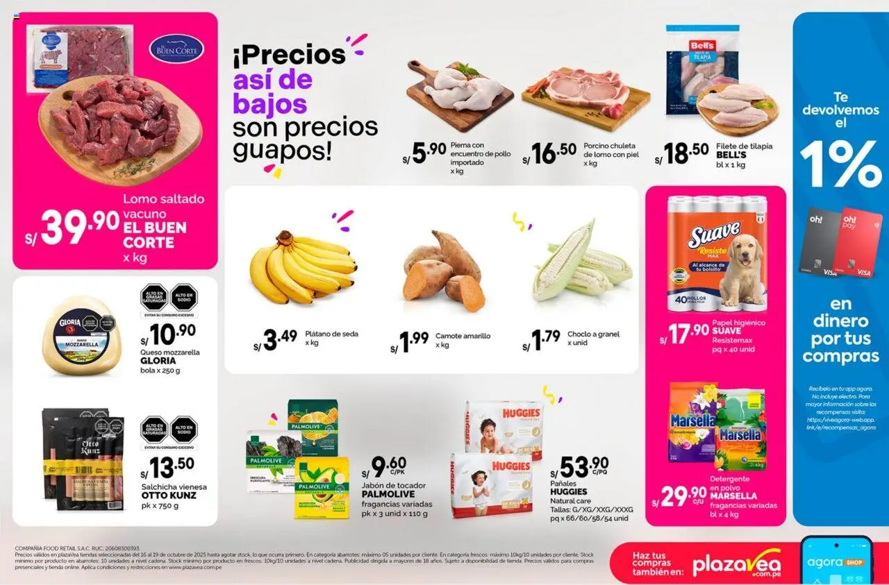 Catálogo Plaza Vea válido desde 16.10.2025 | Página: 2 | Productos: Jabón, Detergente, Queso, Polvo