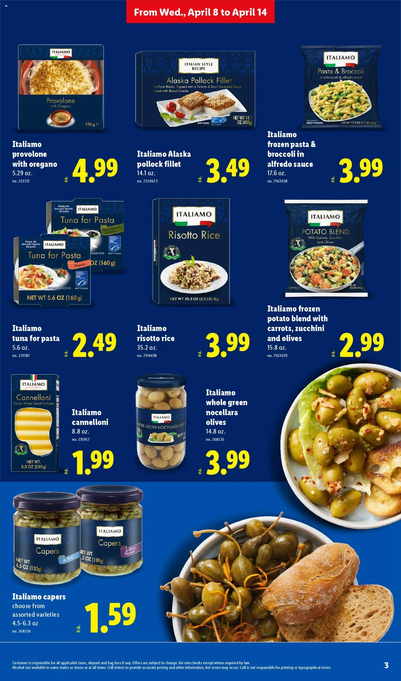 Lidl Weekly Ad - valid from 08.04.2026 | Page: 3 | Products: Broccoli, Zucchini, Pasta, Bag