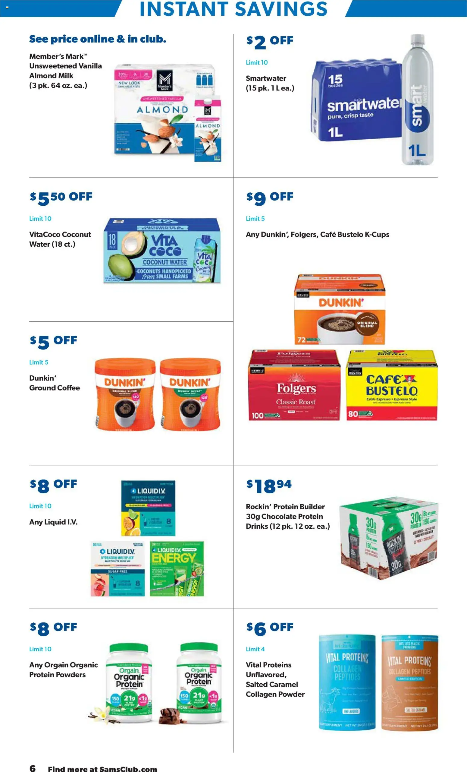 Sam's Club Instant Savings Book January - valid from 02.01.2026 | Page: 6 | Products: Powder, Milk, Coffee, Chocolate