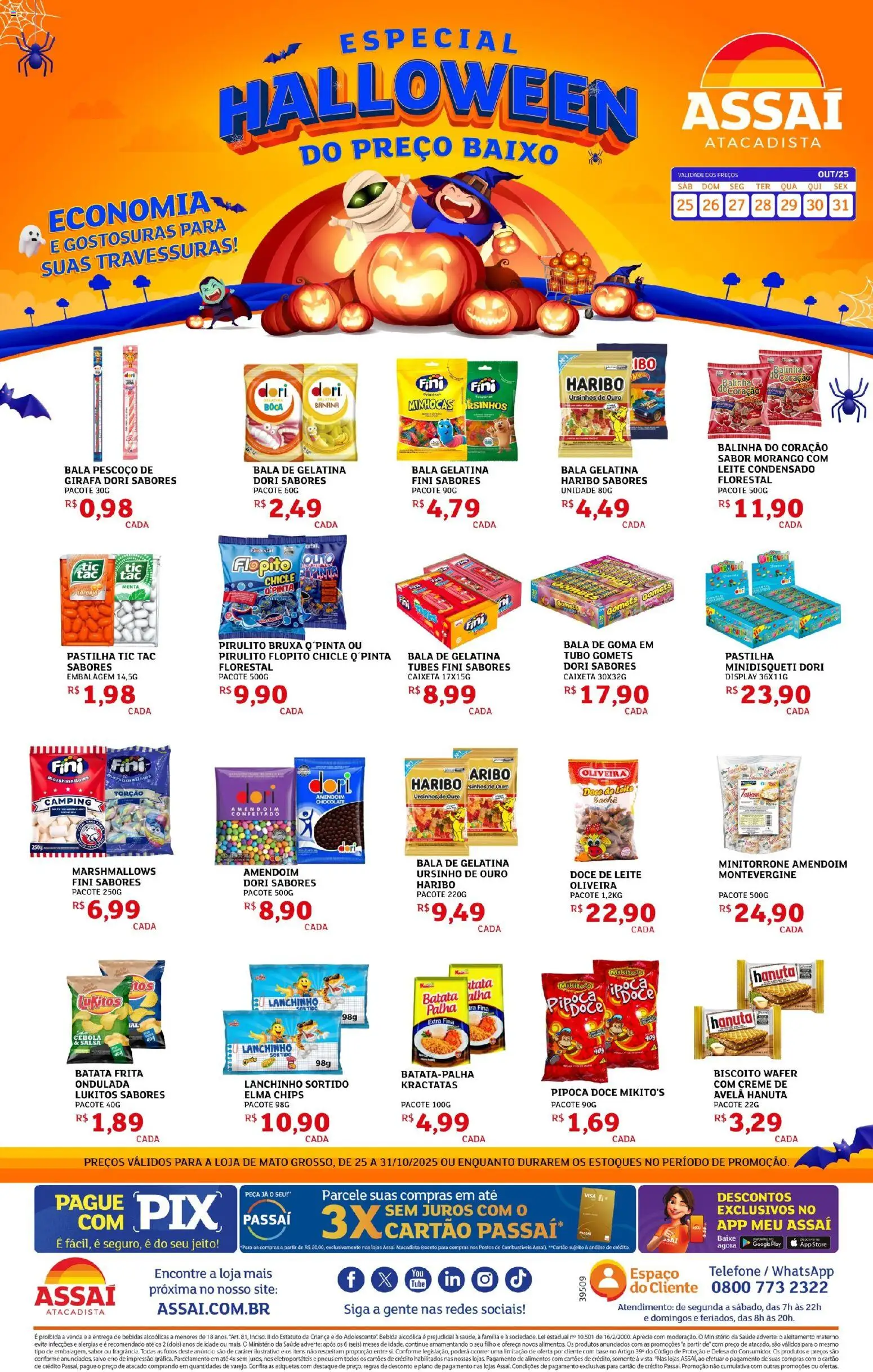 Assaí Atacadista Folheto - válido de 25.10.2025 | Página: 1 | Produtos: Amendoim, Chocolate, Creme, Telefone
