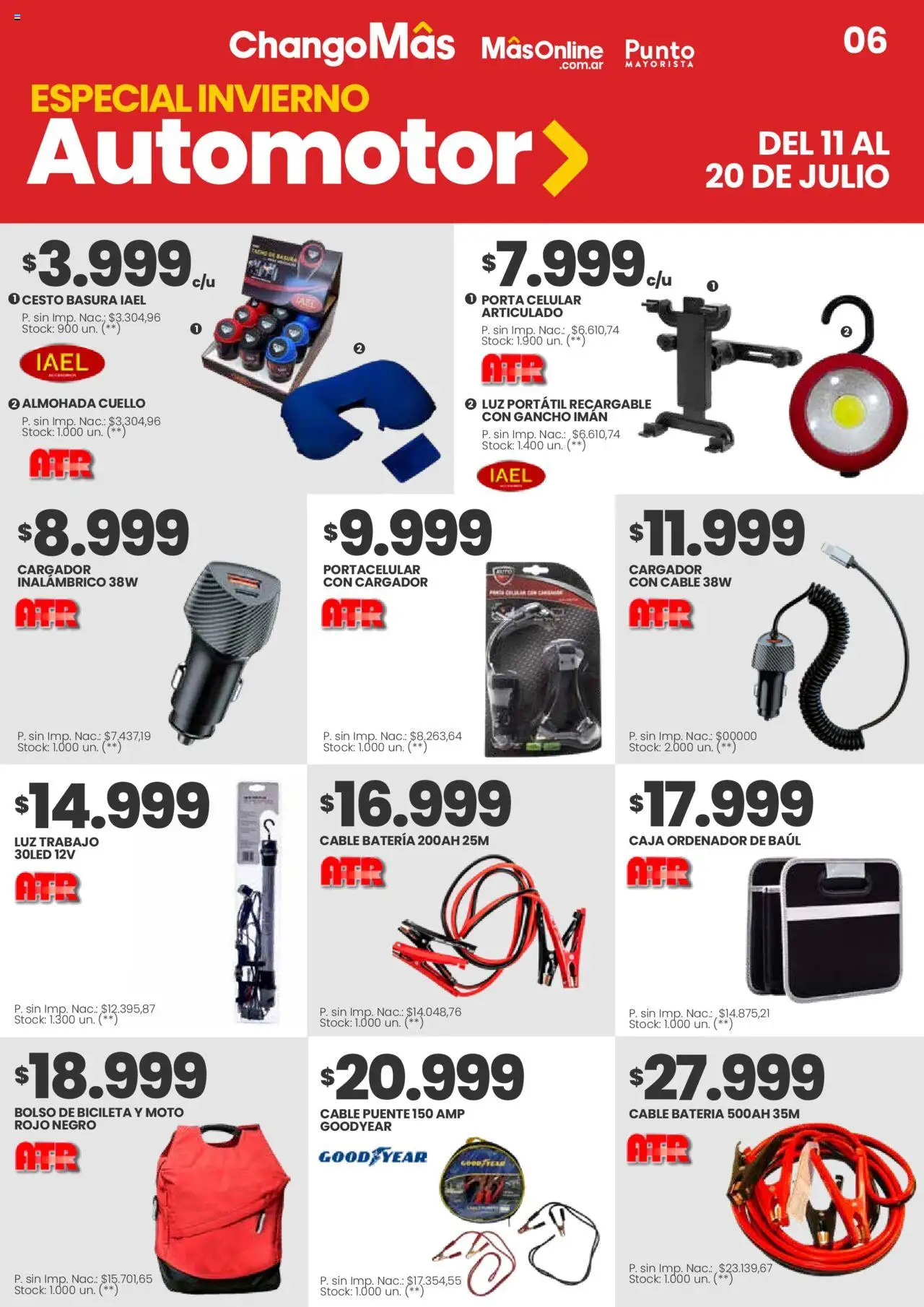 Changomas Catalogo Automotor │ válido desde el 11.07.2025 | Página: 6 | Productos: Cable, Almohada, Caja, Batería
