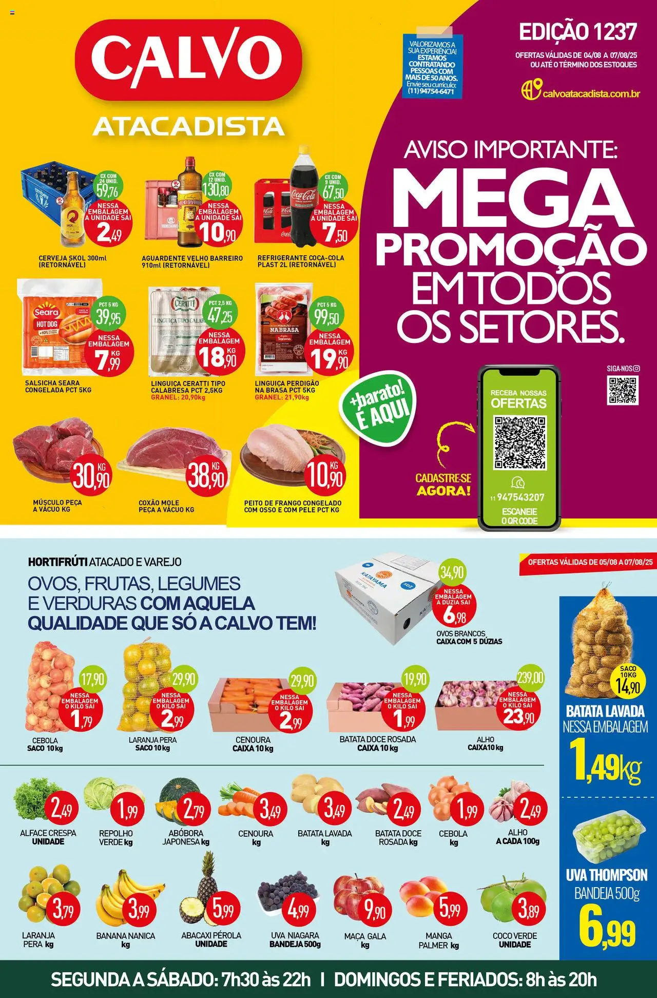 Calvo Atacadista Folheto - válido de 04.08.2025 | Página: 1 | Produtos: Detergente, Base, Frango, Papel higiênico