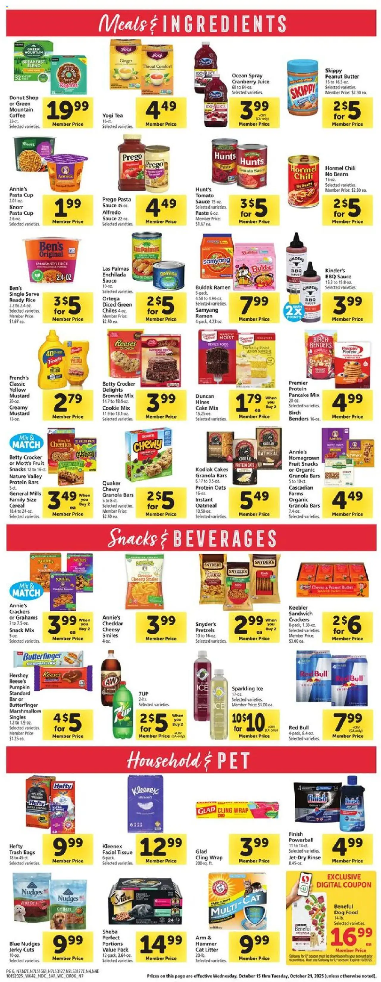 Safeway Weekly Ad - valid from 15.10.2025 | Page: 6 | Products: Dog Food, Cat Litter, Butter, Juice