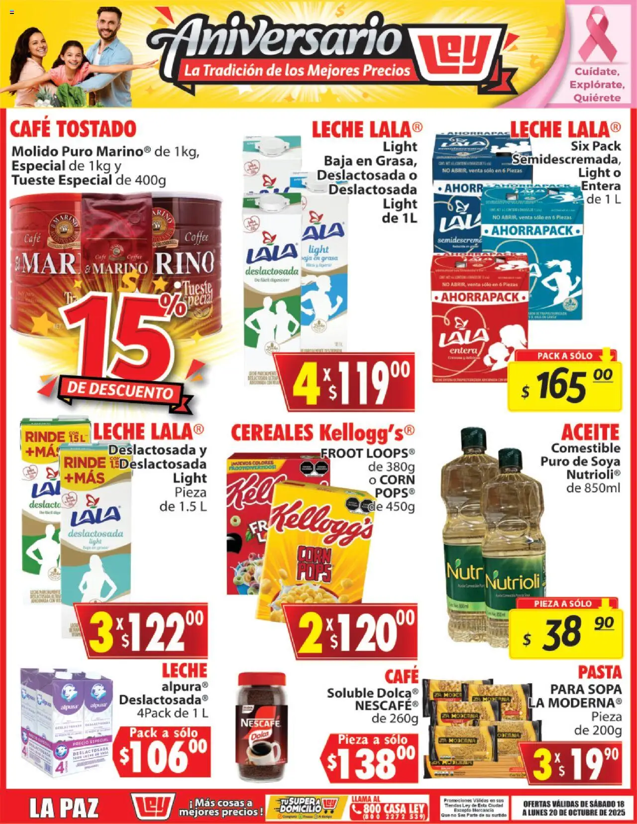 Nuevas ofertas de Casa Ley válidas en toda la República Mexicana desde el 18.10.2025. ¡Encuentra las mejores ofertas en Casa Ley folleto La Tradición de los Mejores Precios! | Página: 2 | Productos: Sopa, Leche, Aceite, Cereales