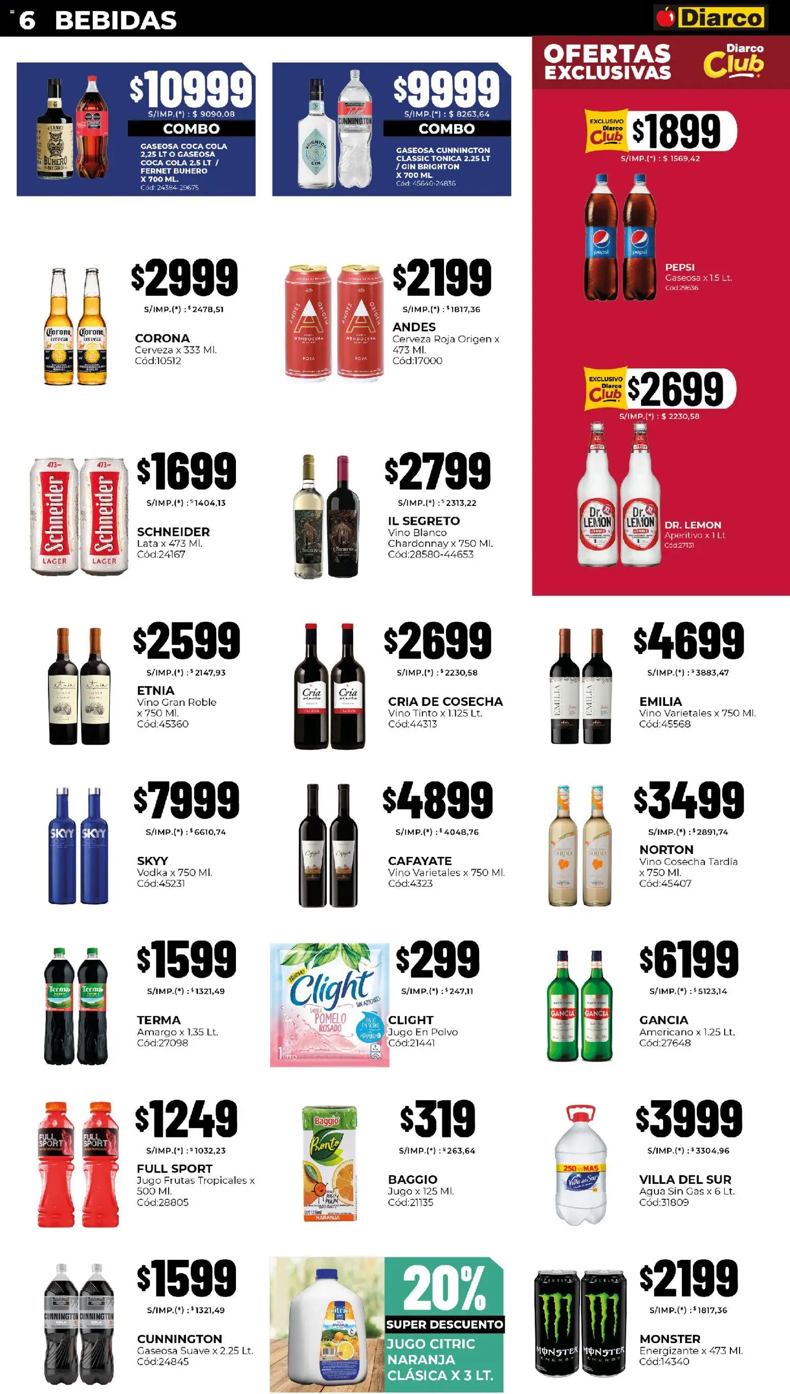 Diarco - Ofertas │ válido desde el 29.12.2025 | Página: 6 | Productos: Gin, Fernet, Pomelo, Jugo