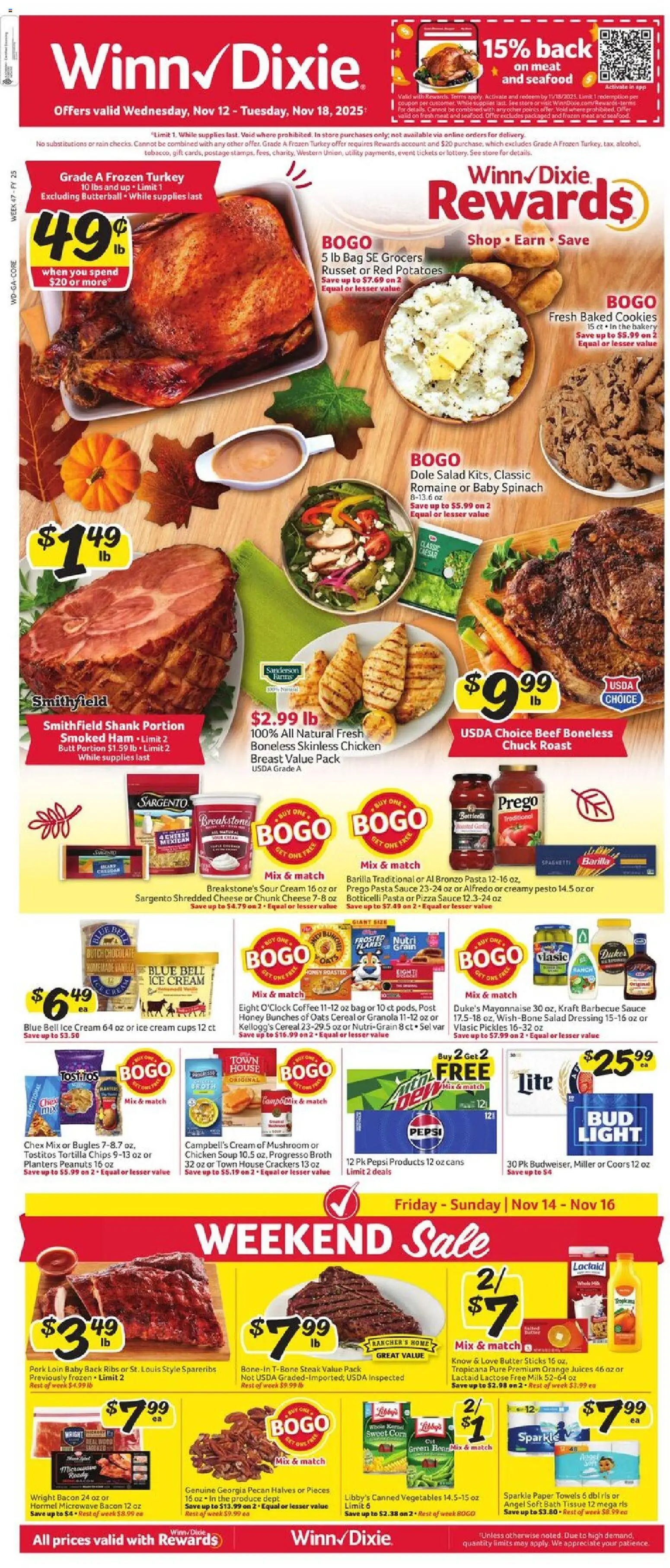 Winn Dixie Weekly Circular - GA - valid from 12.11.2025 | Page: 1 | Products: Bakery, Cream, Flakes, Mayonnaise