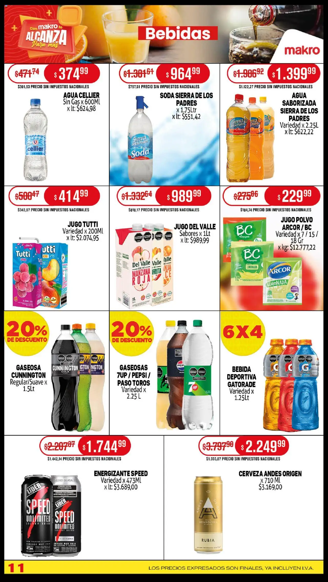 Makro ofertas │ válido desde el 09.10.2025 | Página: 11 | Productos: Polvo, Agua, Cerveza, Sierra