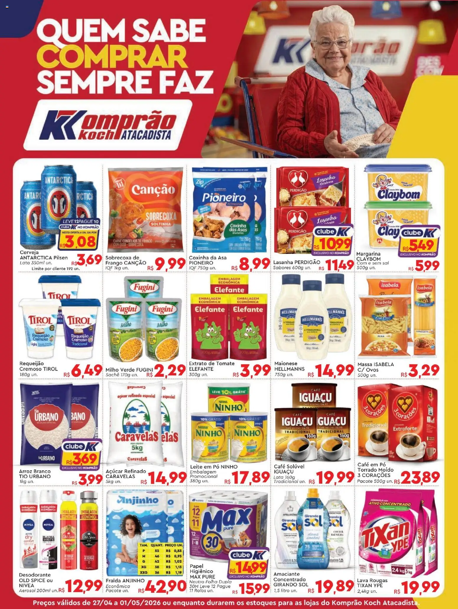 Komprao Atacadista Folheto - válido de 27.04.2026 | Página: 1 | Produtos: Ovos, Massa, Frango, Requeijão