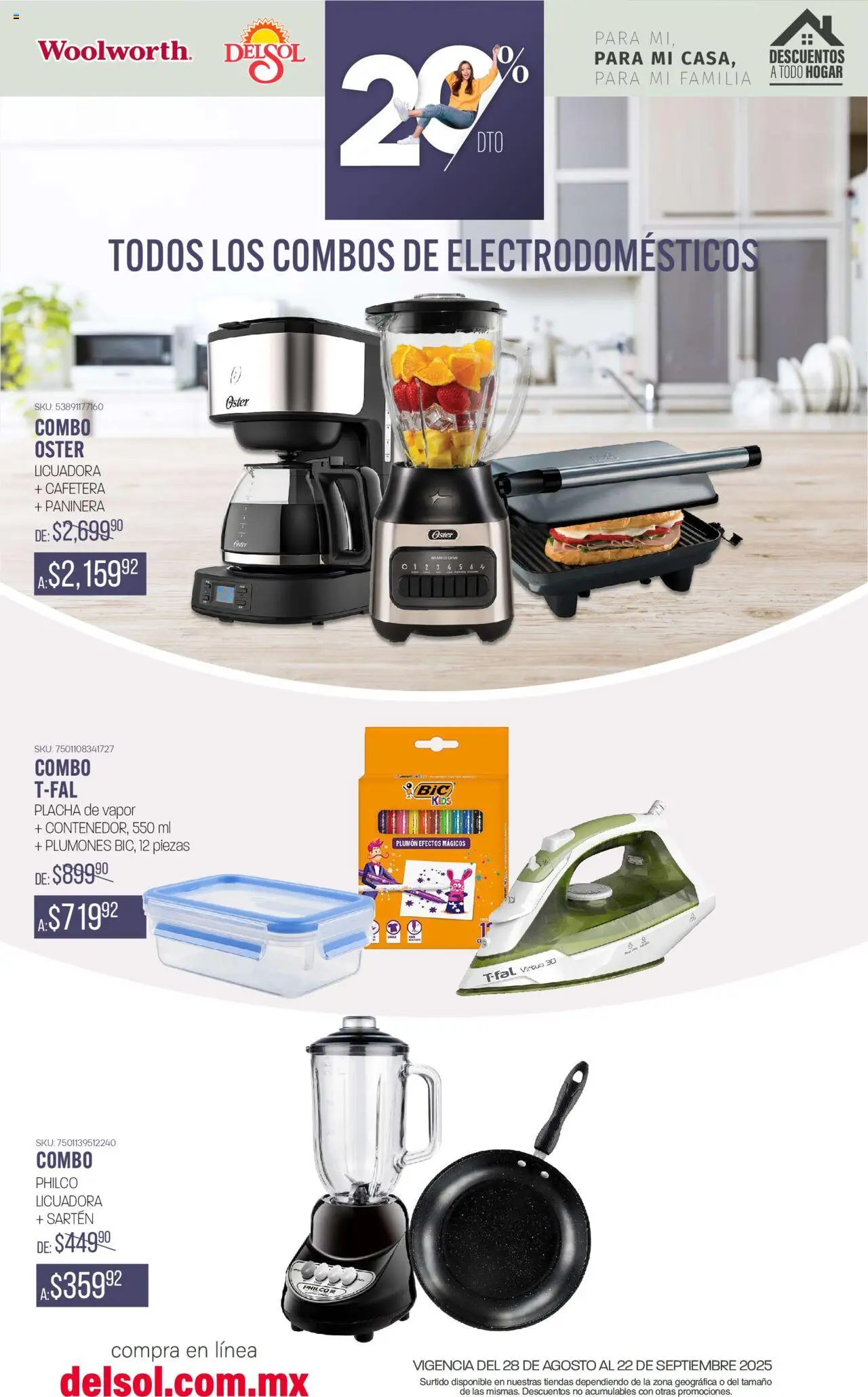 Nuevas ofertas de Del Sol y Woolworth válidas en toda la República Mexicana desde el 28.08.2025. ¡Encuentra las mejores ofertas en Del Sol y Woolworth - Catálogo - Para mi casa! | Página: 7 | Productos: Licuadora, Cafetera, Sartén