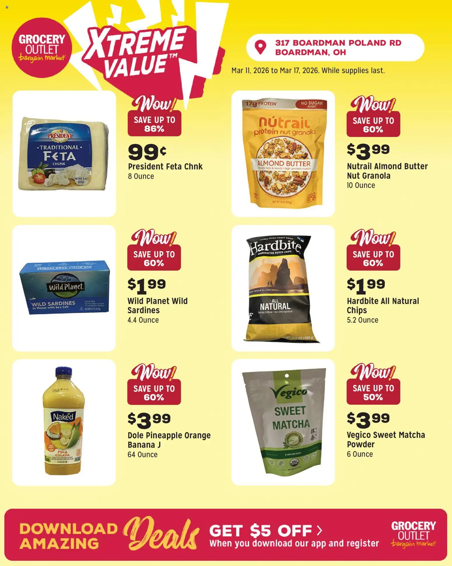 Grocery Outlet Weekly Ad - OH - valid from 11.03.2026 | Page: 6 | Products: Kale, Powder, Chips, Water