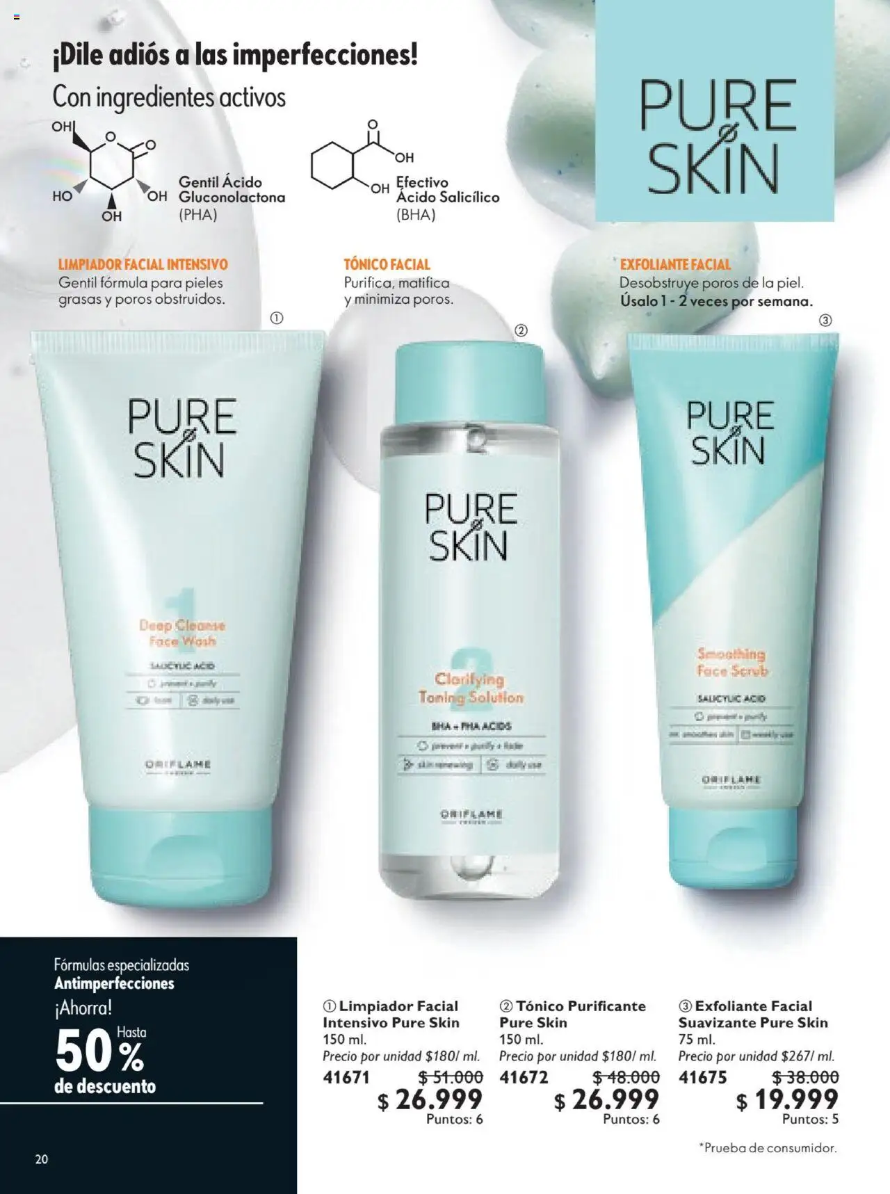 Oriflame revista - valida desde el 12.07.2025 | Página: 20 | Productos: Exfoliante facial, Suavizante, Limpiador, Limpiador facial