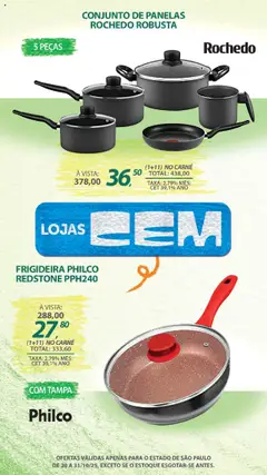 Lojas Cem - Ofertas atuais - Pré-Visualização do folheto da loja Lojas Cem, válido de 20.10.2025 | Página: 77 | Produtos: Frigideira, Conjunto de panelas, Carne