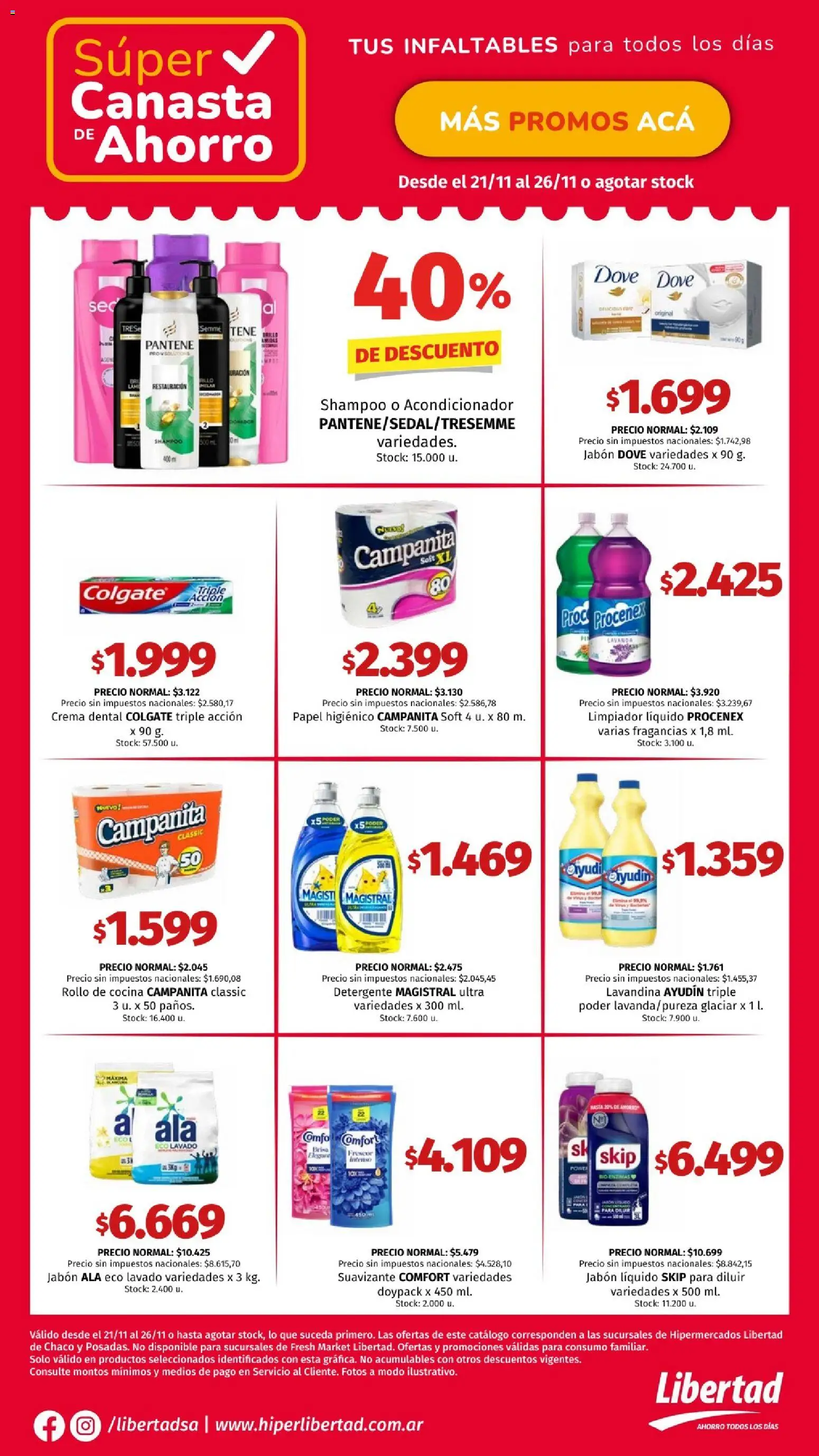 Hipermercado Libertad - CANASta │ válido desde el 21.11.2025 | Página: 6 | Productos: Papel higiénico, Acondicionador, Crema, Canasta