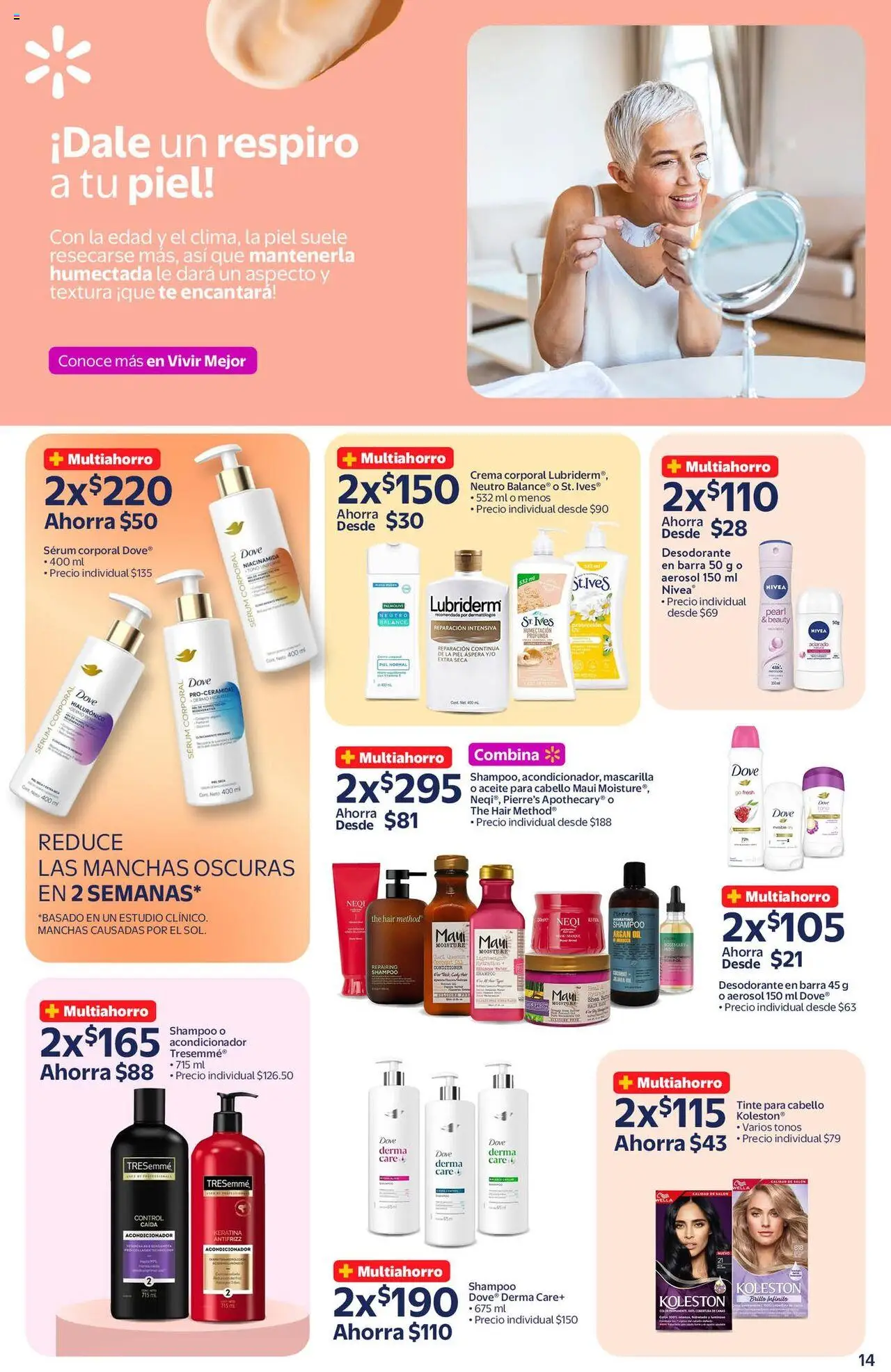 Nuevas ofertas de Walmart válidas en toda la República Mexicana desde el 19.09.2025. ¡Encuentra las mejores ofertas en Walmart - Folleto la belleza! | Página: 14 | Productos: Serum, Barra, Té, Acondicionador