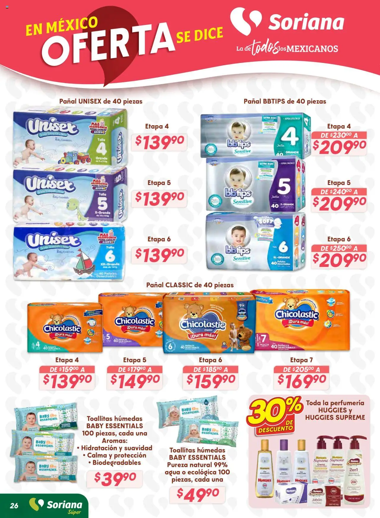 Nuevas ofertas de Soriana válidas en toda la República Mexicana desde el 16.10.2025. ¡Encuentra las mejores ofertas en Soriana - Preciazazaso Súper: Camp, Chia, Oax, Q. Roo, Tab, Yuc! | Página: 33 | Productos: Crema, Toallitas húmedas, Pañales, Jabón
