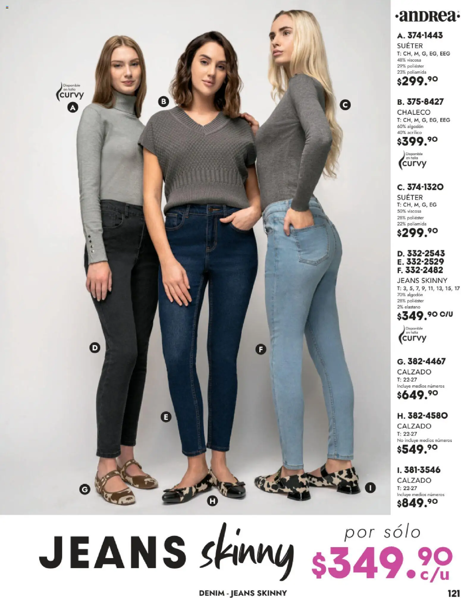 Nuevas ofertas de Andrea válidas en toda la República Mexicana desde el 26.11.2025. ¡Encuentra las mejores ofertas en Andrea catálogo Vestir! | Página: 121 | Productos: Suéter, Chaleco, Algodón