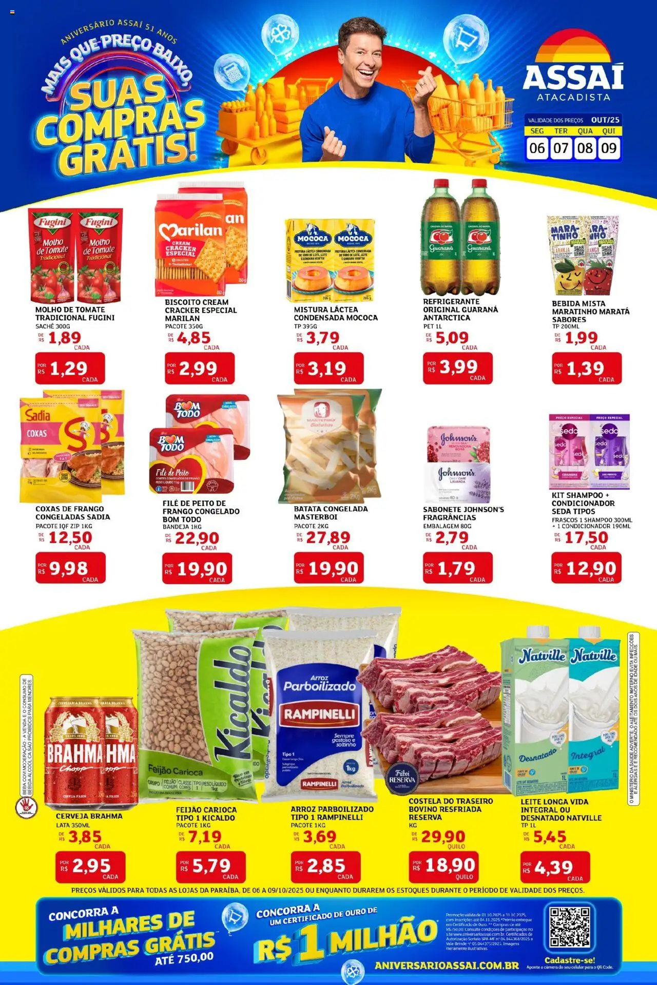 Assaí Atacadista Folheto - válido de 06.10.2025 | Página: 1 | Produtos: Celular, Condicionador, Frango, Câmera
