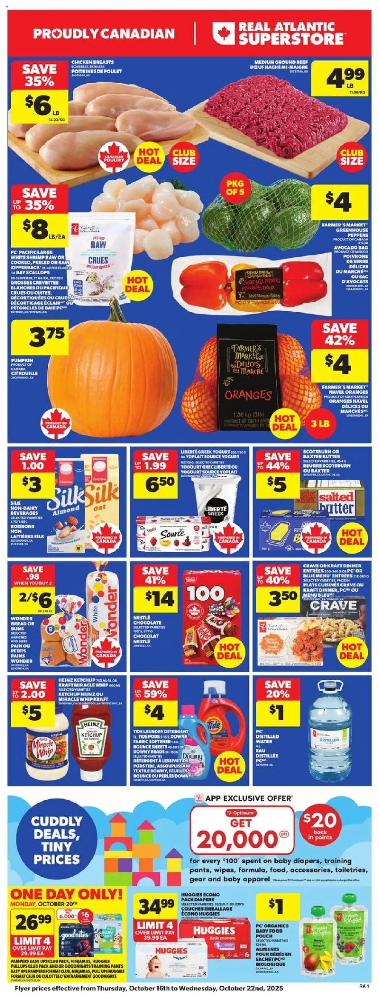 Atlantic Superstore flyer valid from 16.10.2025 | Page: 3 | Products: Ketchup, Fabric softener, Butter, Bread