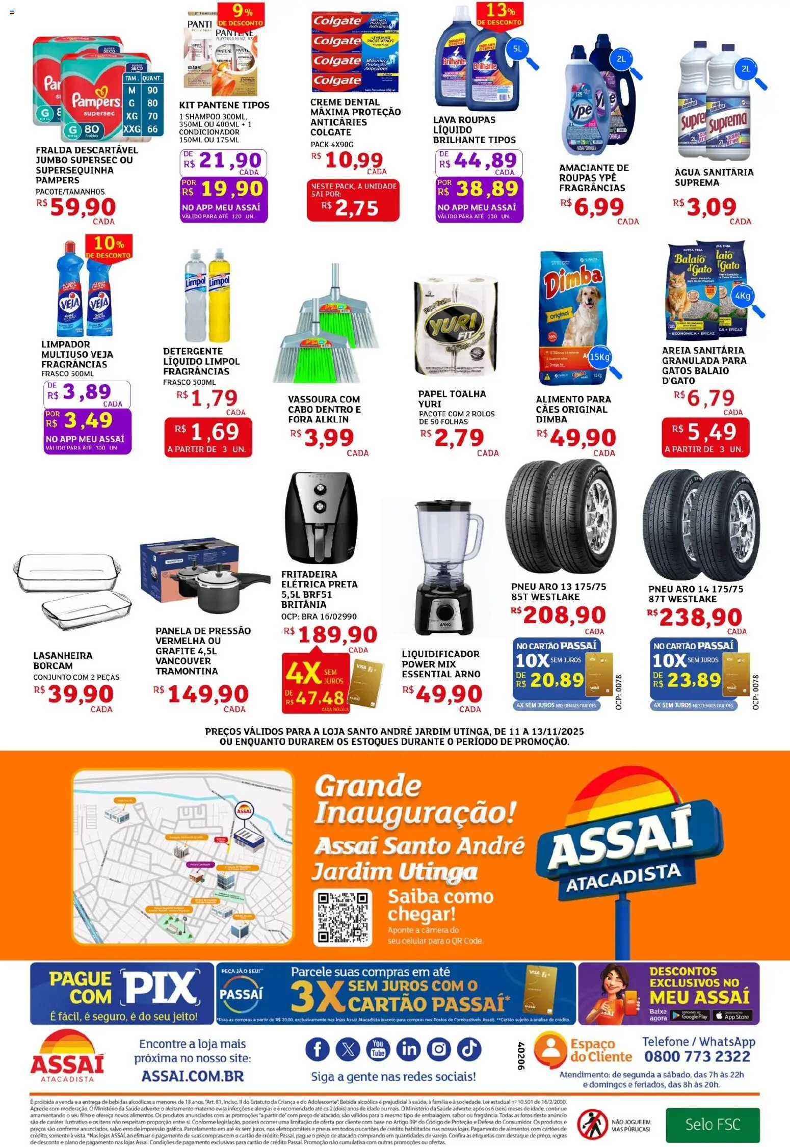 Assaí Atacadista Folheto - válido de 11.11.2025 | Página: 4 | Produtos: Pampers, Panela de pressão, Base, Água sanitária