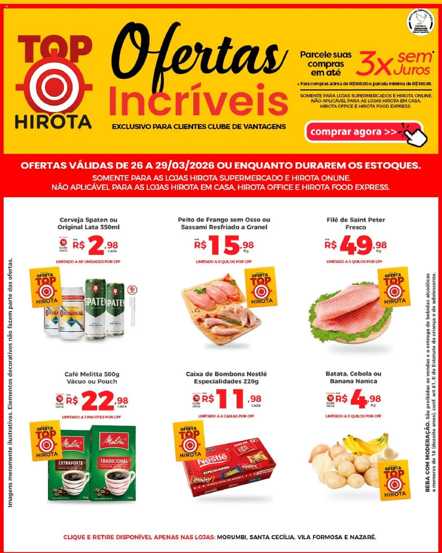 Hirota Food Folheto - válido de 26.03.2026 | Página: 1 | Produtos: Cebola, Café, Frango, Peito de frango