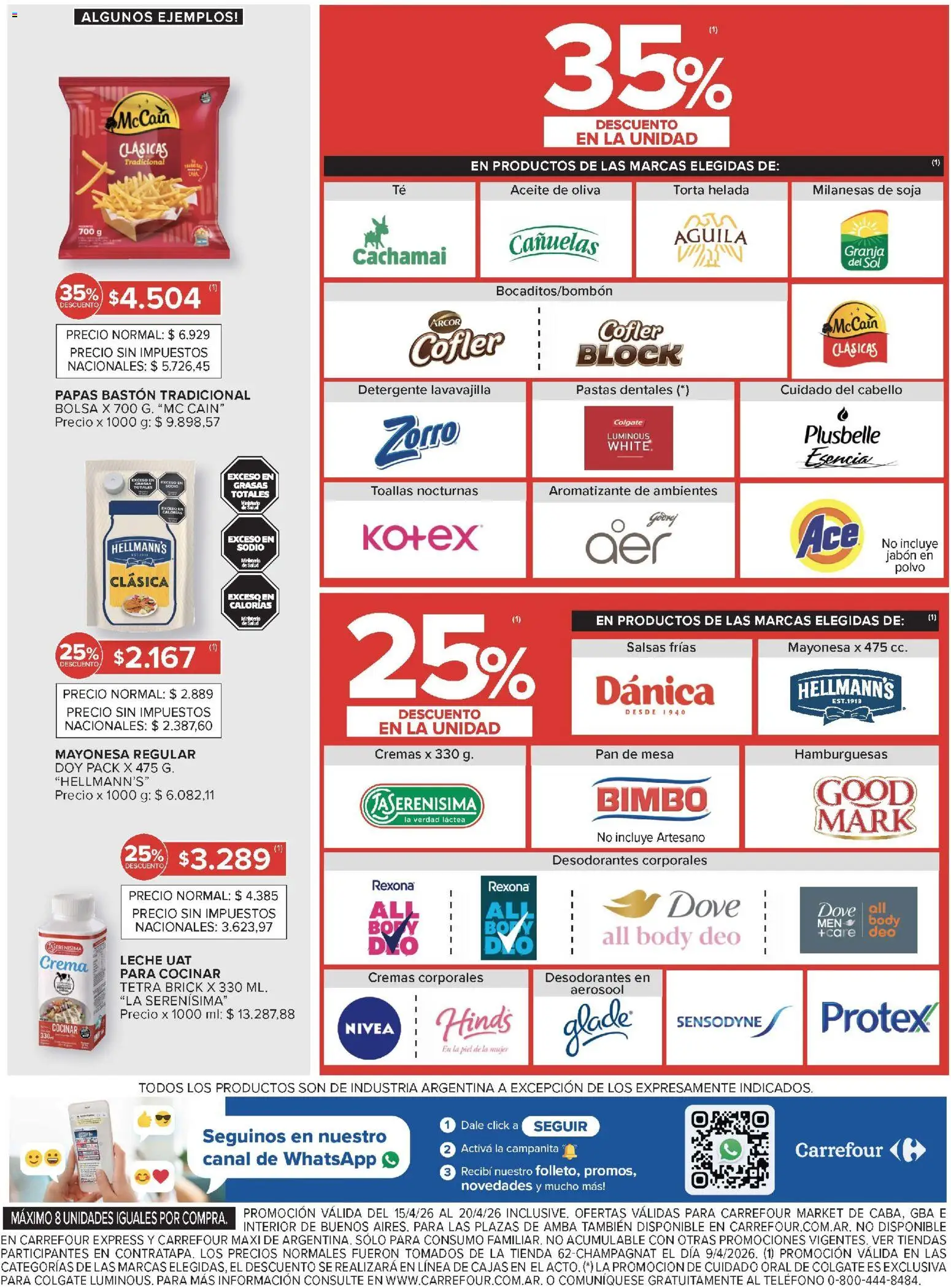 Carrefour ofertas │ válido desde el 15.04.2026 | Página: 29 | Productos: Toallas, Polvo, Detergente, Leche