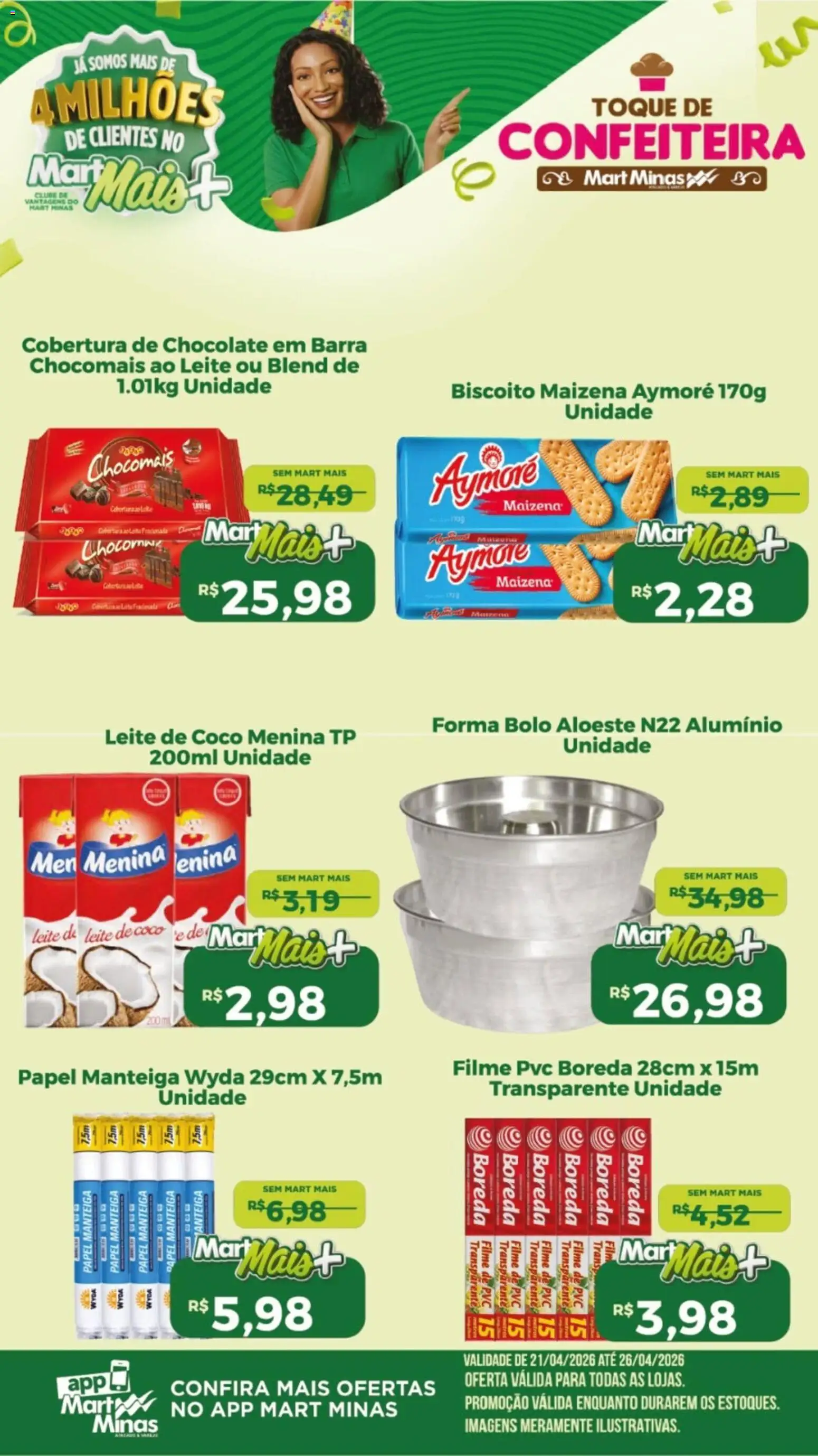 Mart Minas Folheto - válido de 21.04.2026 | Página: 2 | Produtos: Coco, filme de PVC, Biscoito, Manteiga