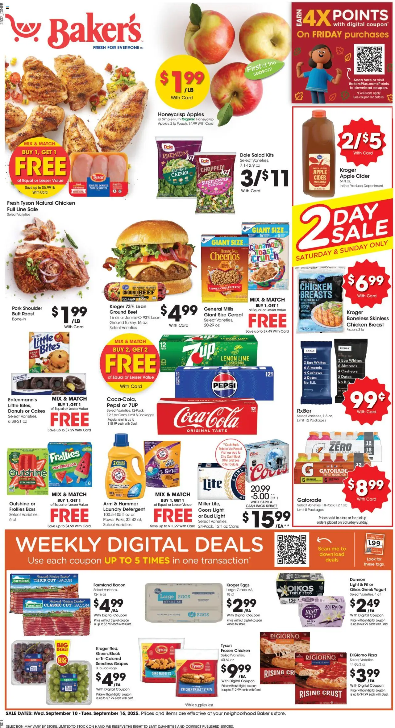 Baker's Weekly Ad - valid from 10.09.2025 | Page: 1 | Products: Eggs, Tea, Detergent, Lemon