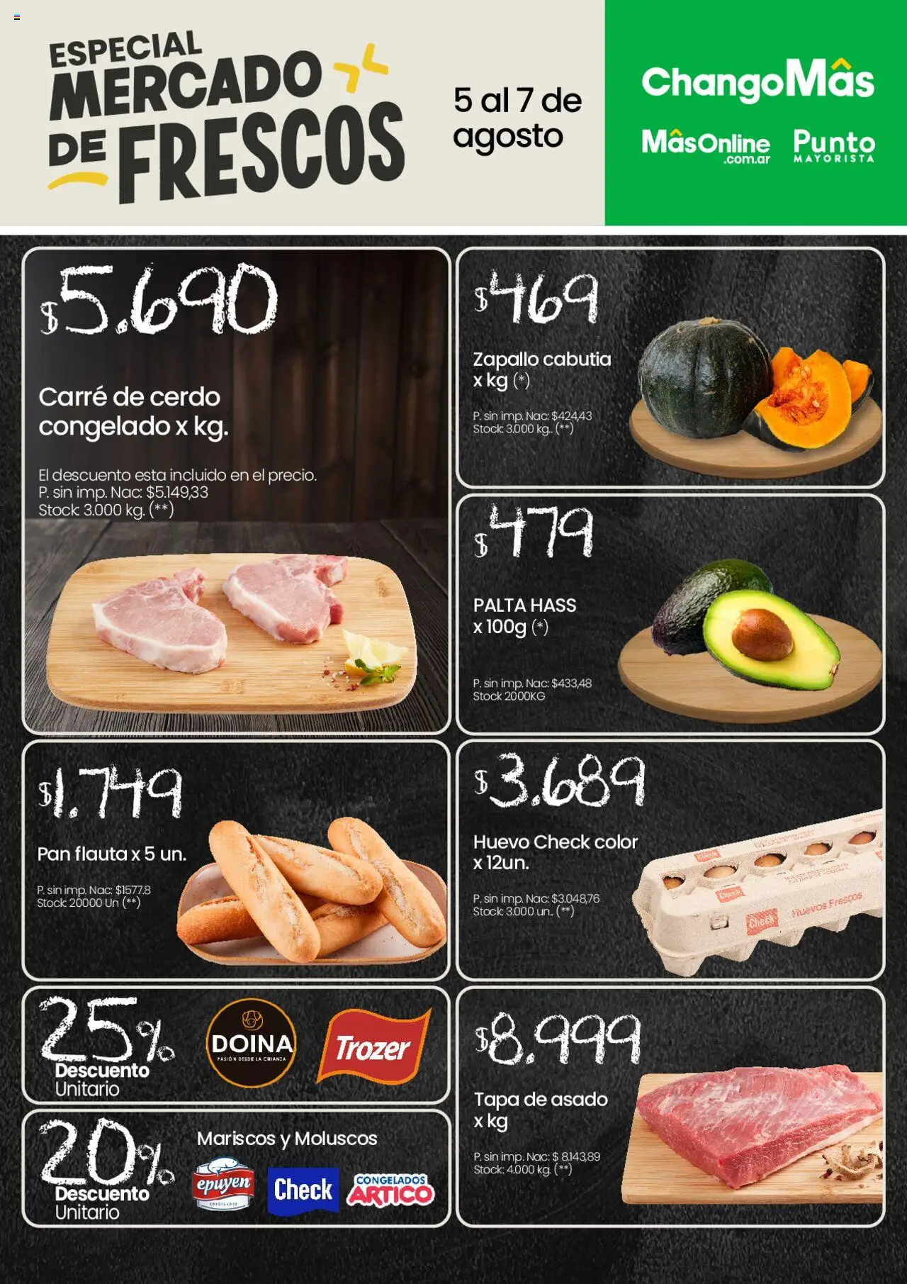 Changomas Mercado de Frescos │ válido desde el 05.08.2025 | Página: 1 | Productos: Huevo, Huevos, Pan, Cerdo