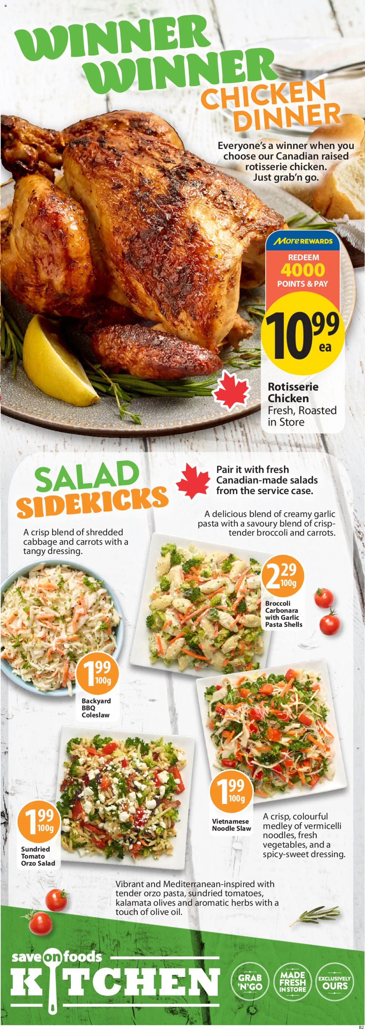 Save on foods flyer valid from 23.04.2026 | Page: 10 | Products: Pasta, Salad, Chicken, Tomatoes