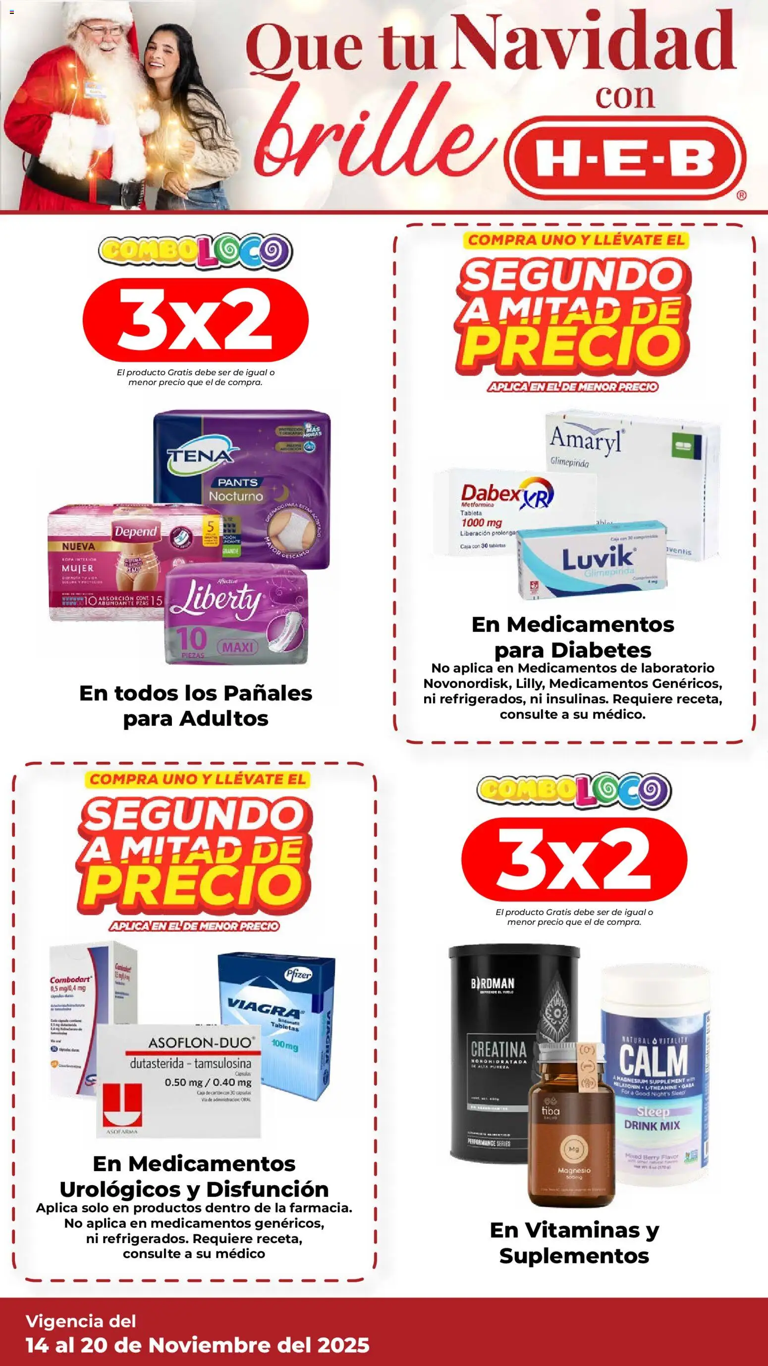 Nuevas ofertas de H-E-B válidas en toda la República Mexicana desde el 14.11.2025. ¡Encuentra las mejores ofertas en H-E-B folleto! | Página: 8 | Productos: Vitaminas, Ropa, Caja, Pants