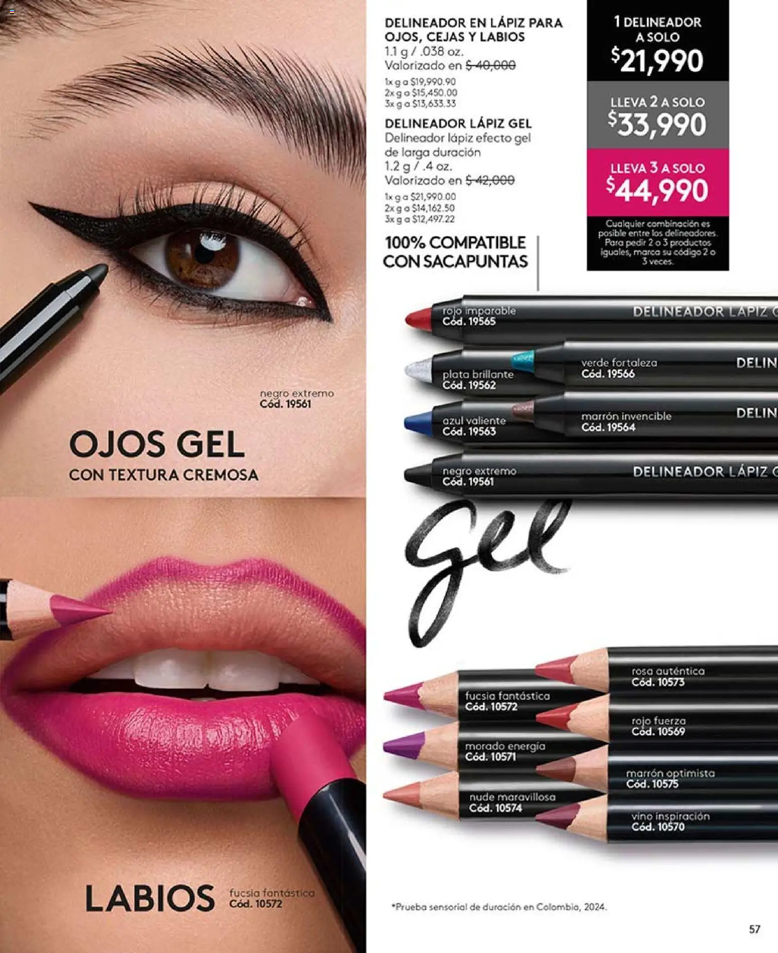 Ésika revista - valida desde el 03.04.2026 | Página: 57 | Productos: Sacapuntas, Delineador, Combinación, Vino