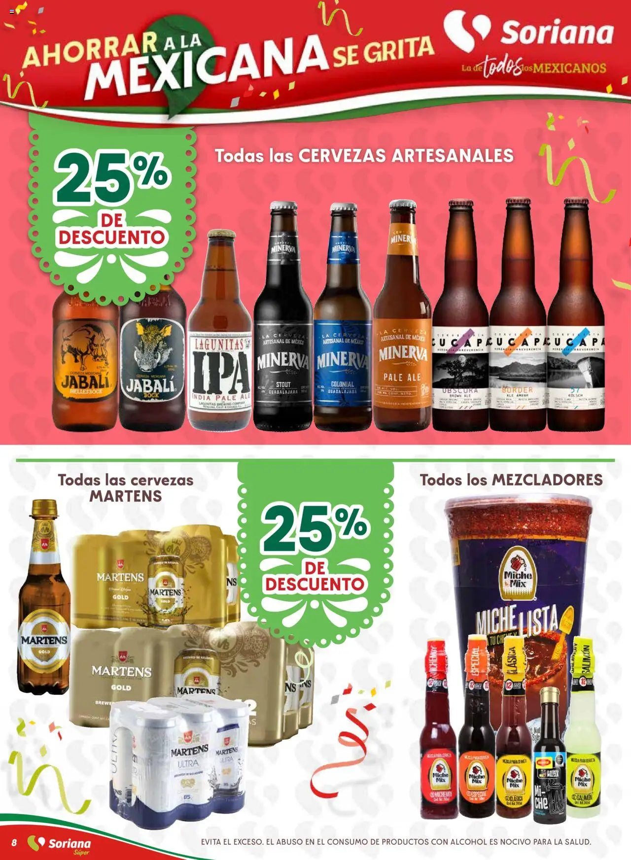 Nuevas ofertas de Soriana válidas en toda la República Mexicana desde el 10.09.2025. ¡Encuentra las mejores ofertas en Soriana - Ahorrar a la mexicana se grita Soriana Súper Nacional! | Página: 8 | Productos: Cerveza