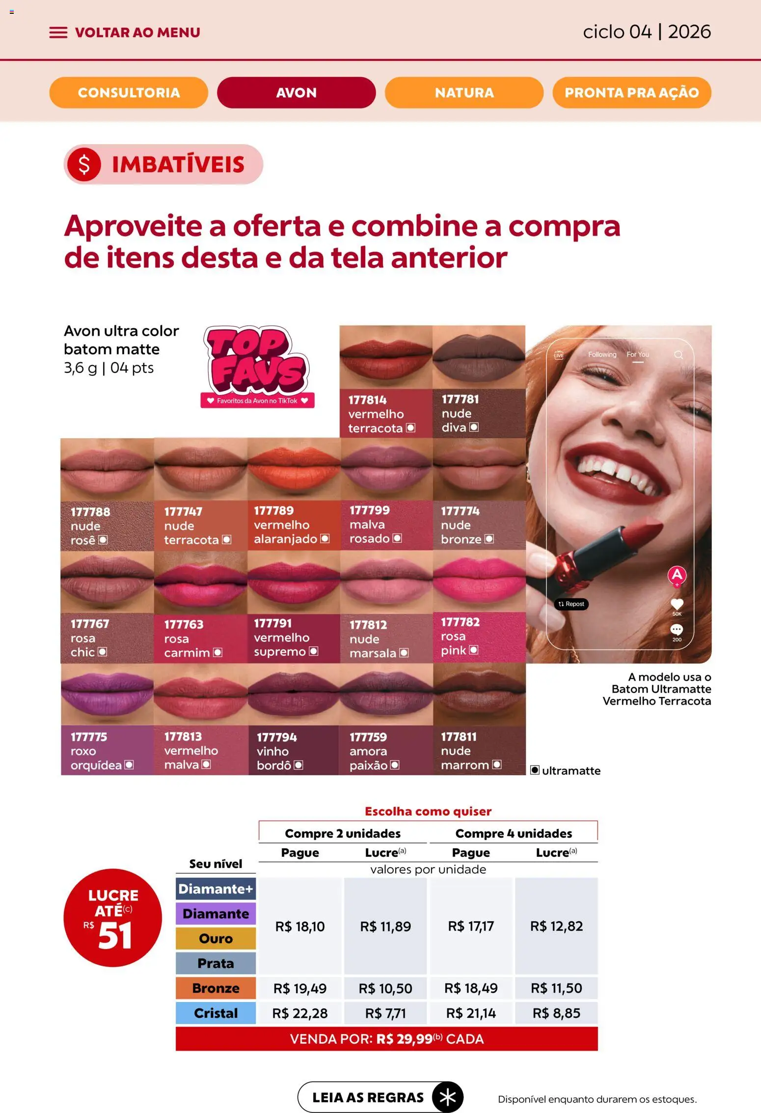 Avon Folheto - válido de 18.02.2026 | Página: 9 | Produtos: Batom, Tela, Vinho