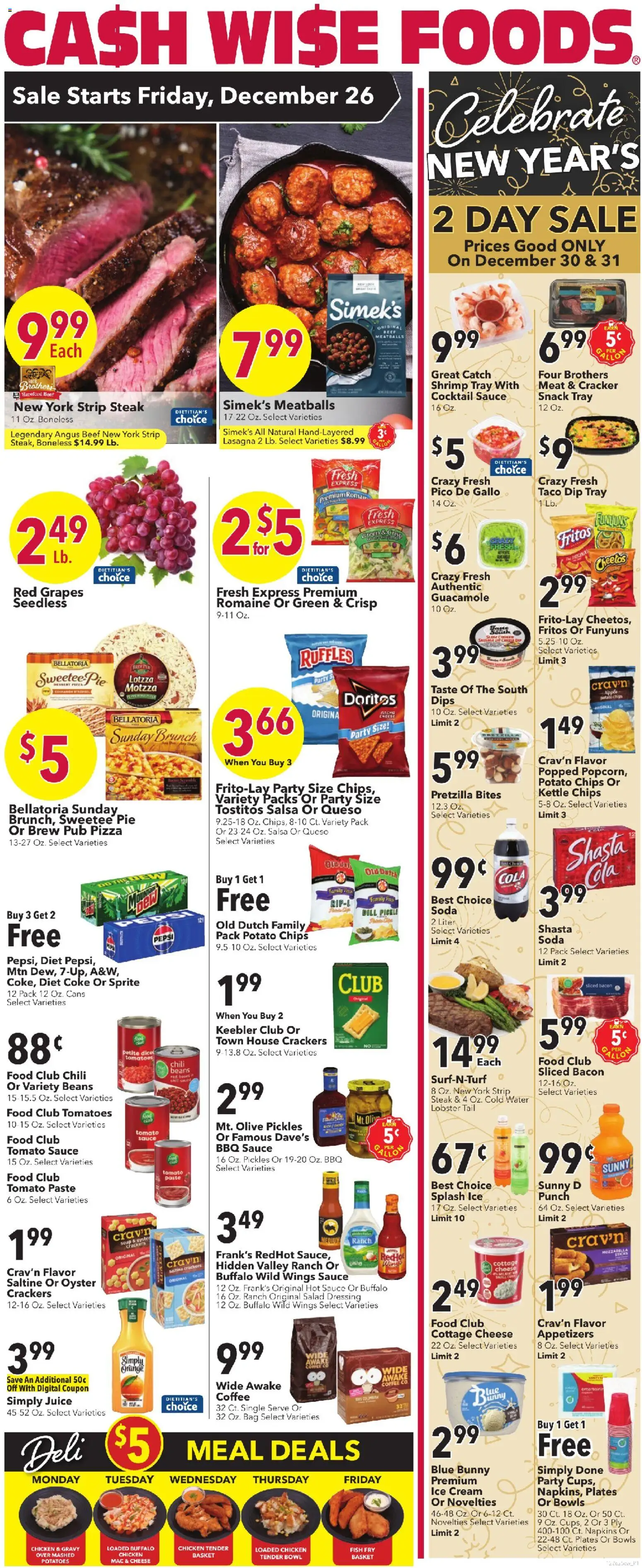 Cash Wise Weekly Ad - valid from 26.12.2025 | Page: 1 | Products: Ice cream, Salad, Sauce, Dill
