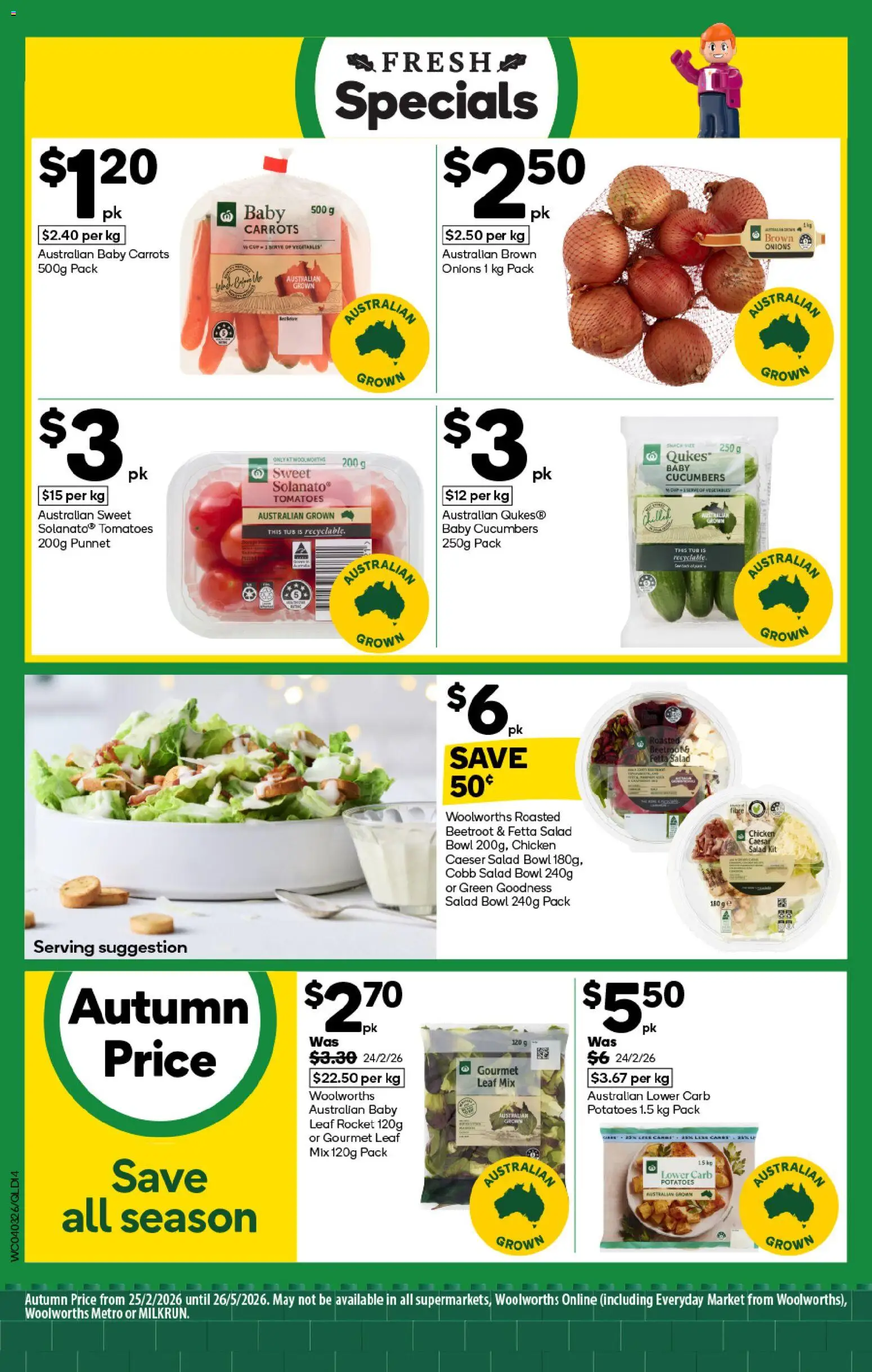 Woolworths catalogue - valid from 04.03.2026 | Page: 14 | Products: Tomatoes, Rocket, Onions, Beetroot