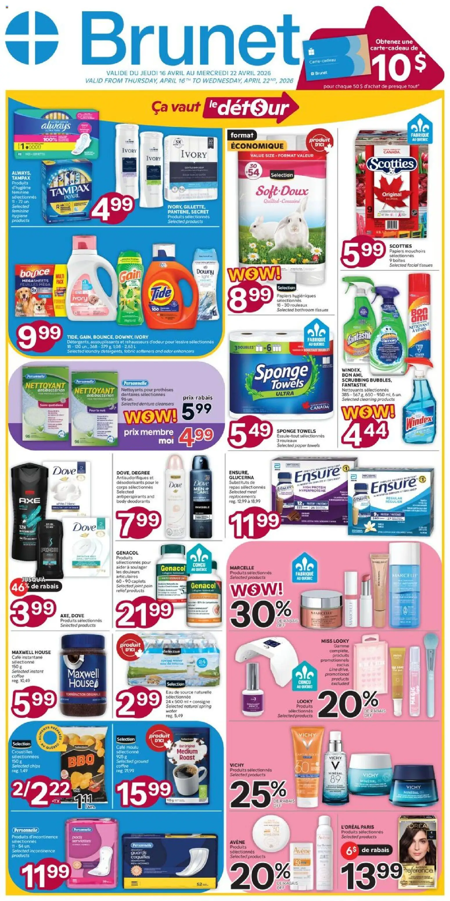 Brunet flyer valid from 16.04.2026 | Page: 1 | Products: Chips, Sponge, Coffee