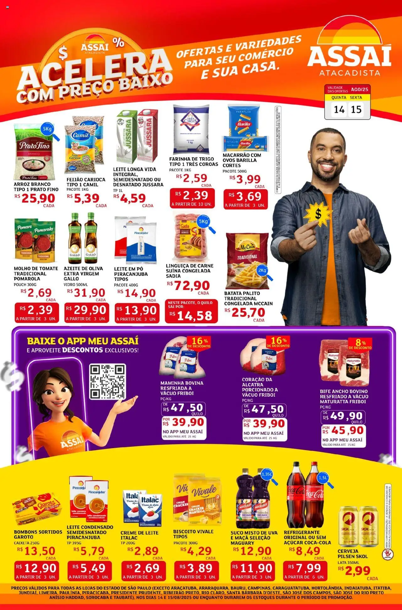 Assaí Atacadista Folheto - válido de 14.08.2025 | Página: 1 | Produtos: Molho de tomate, Farinha de trigo, Leite, Bebida