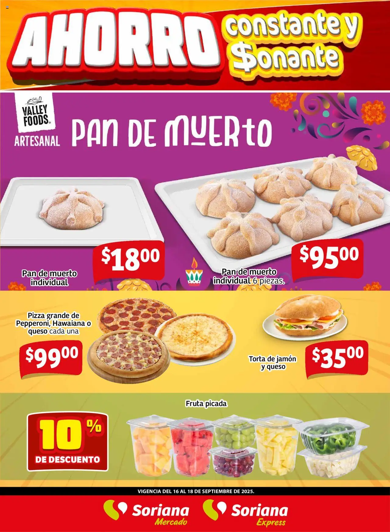 Nuevas ofertas de Soriana válidas en toda la República Mexicana desde el 16.09.2025. ¡Encuentra las mejores ofertas en Soriana - Frescos del Mandado Mercado: Ver, Tab, Chis, Camp, Yuc y Q. Roo! | Página: 3 | Productos: Queso, Pan, Jamón, Pizza