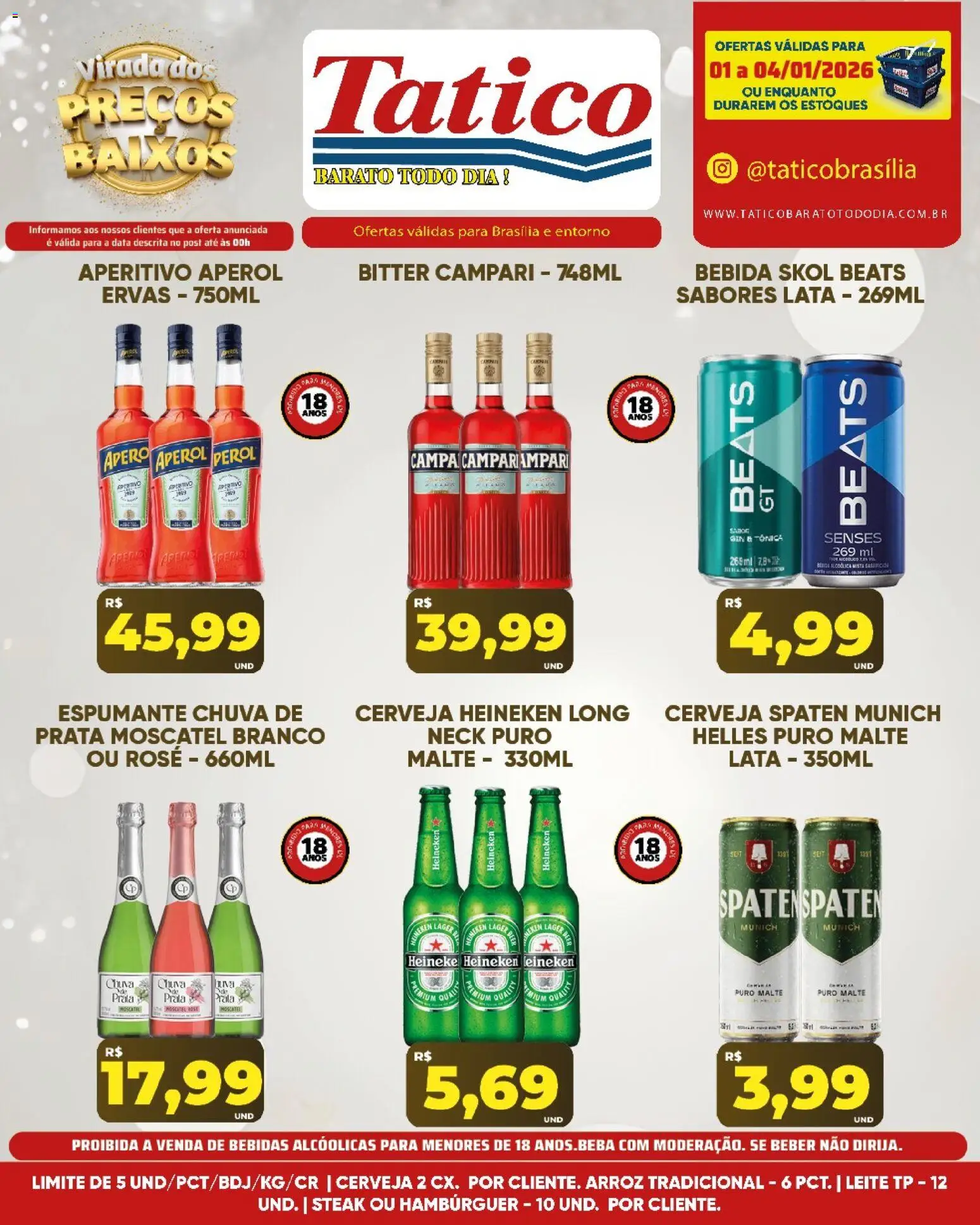 Tatico Folheto - válido de 05.01.2026 | Página: 35 | Produtos: Leite, Arroz, Hambúrguer, Campari