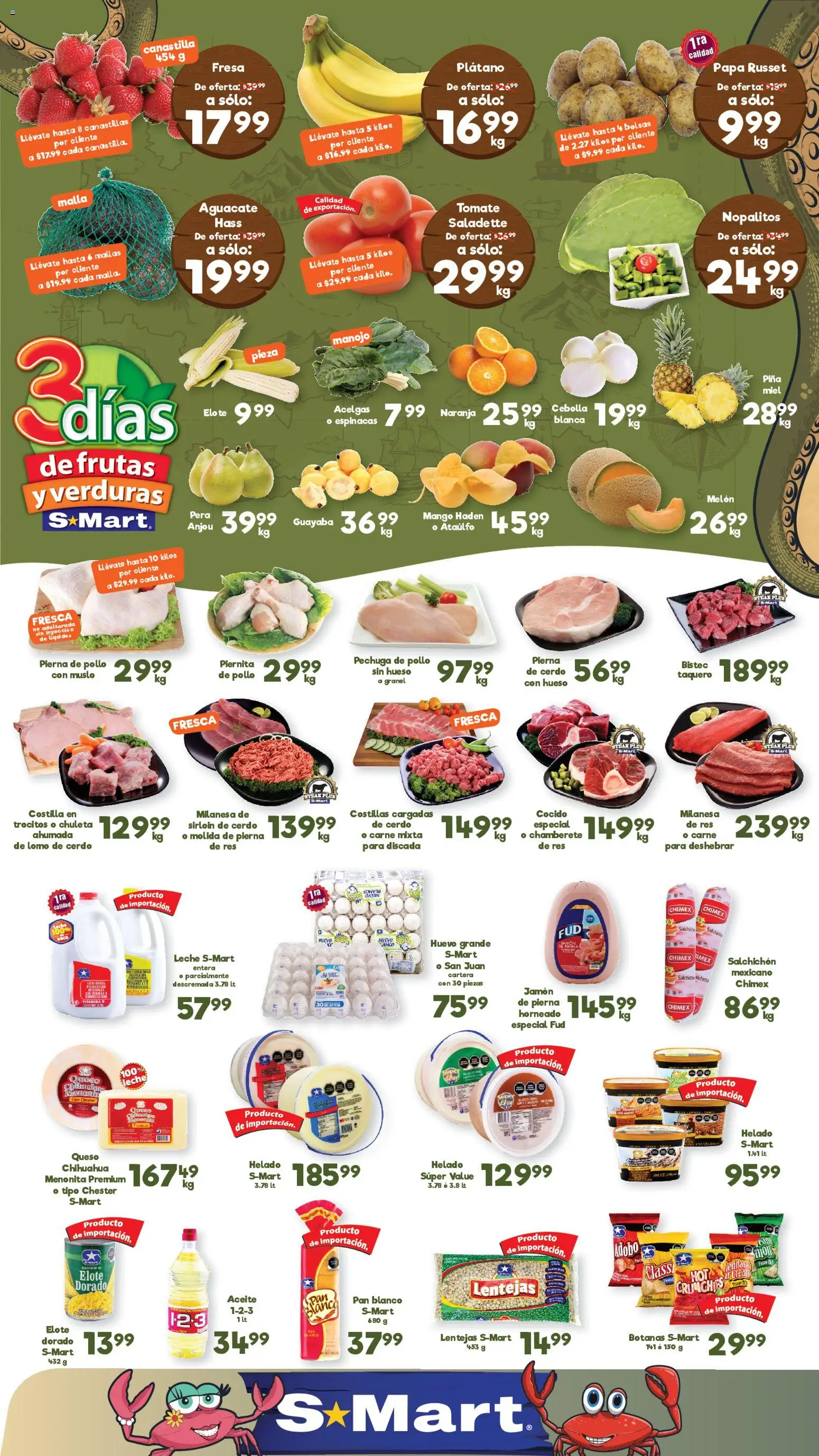 Nuevas ofertas de S-Mart válidas en toda la República Mexicana desde el 24.03.2026. ¡Encuentra las mejores ofertas en S-Mart folleto Chihuahua! | Página: 1 | Productos: Melón, Mango, Aguacate, Malla