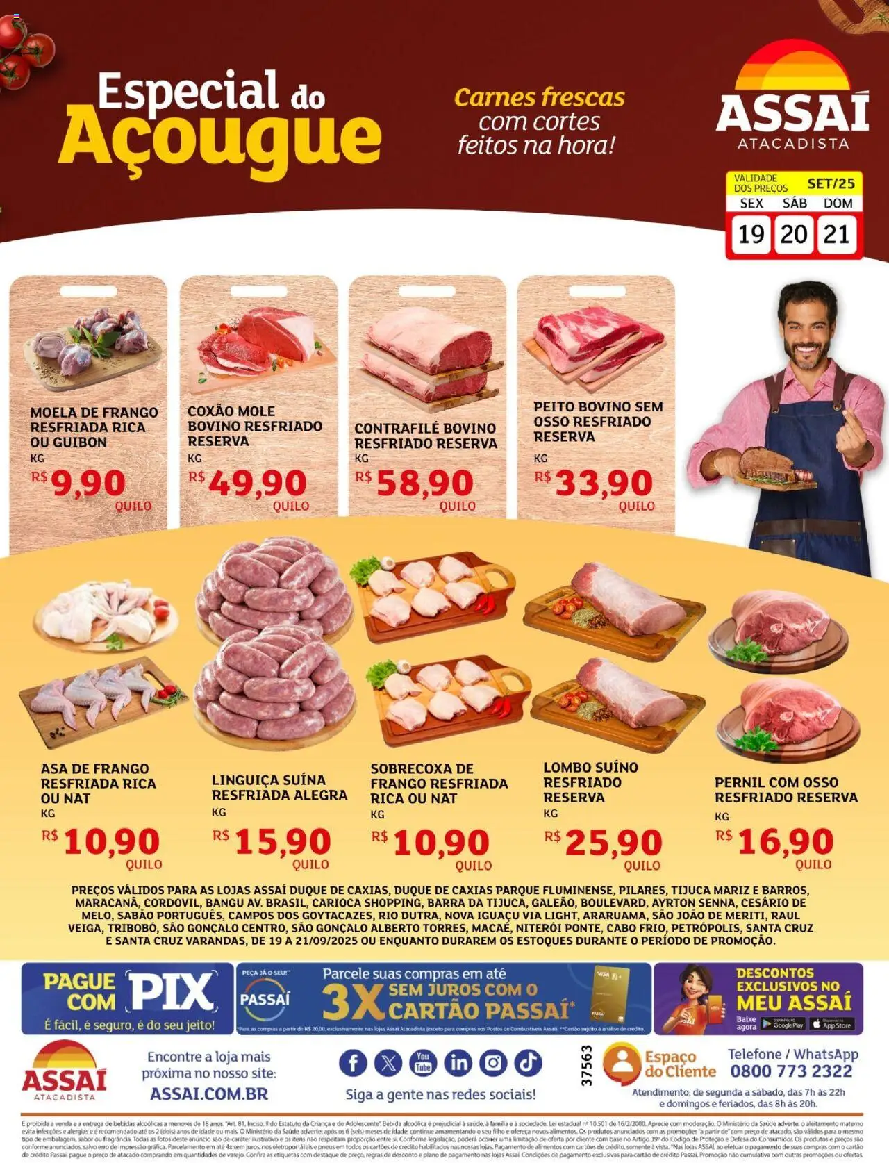 Assaí Atacadista Folheto - válido de 19.09.2025 | Página: 1 | Produtos: Sabão, Asa de frango, Lombo, Pernil