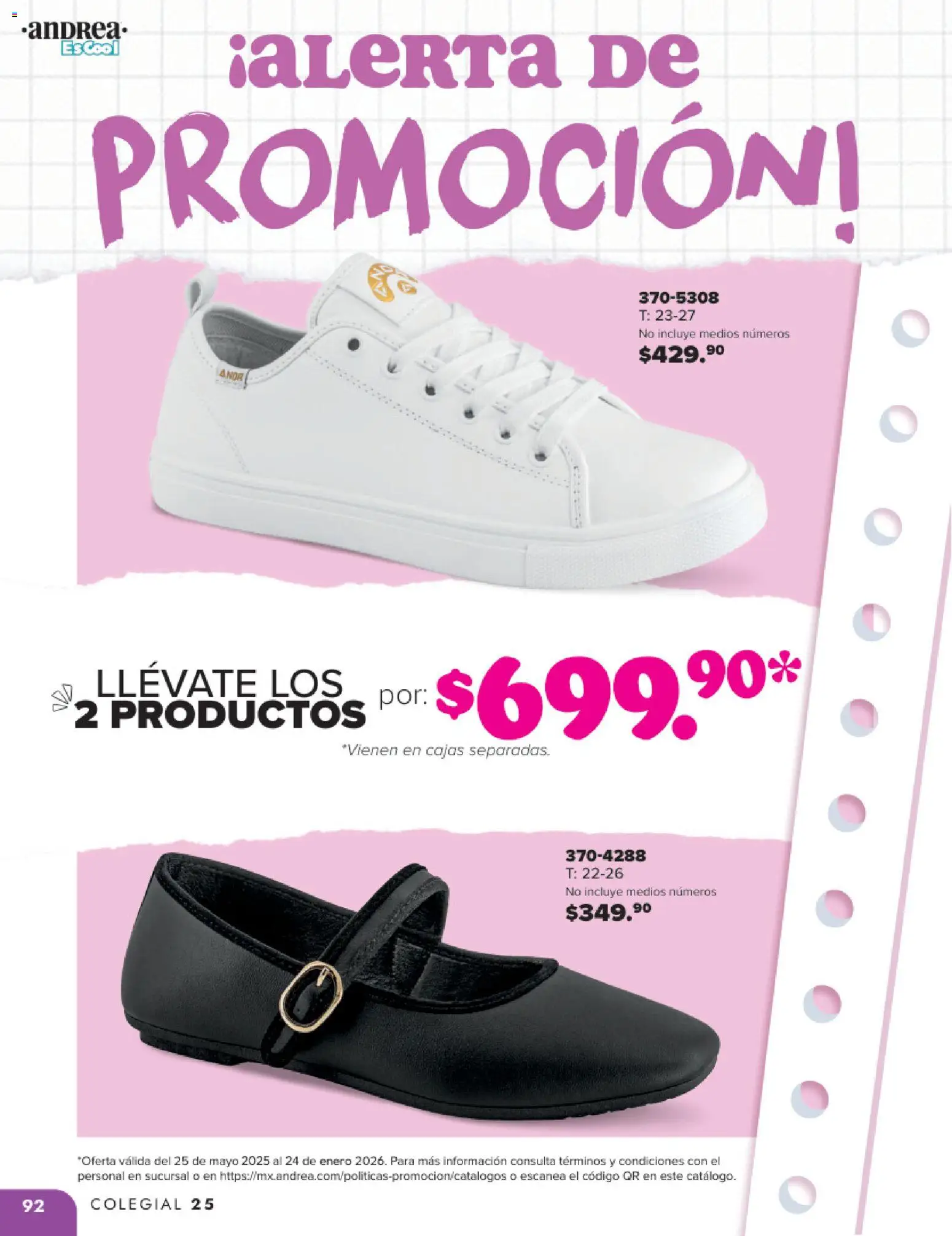 Nuevas ofertas de Andrea válidas en toda la República Mexicana desde el 25.05.2025. ¡Encuentra las mejores ofertas en Andrea catálogo Colegial ! | Página: 92