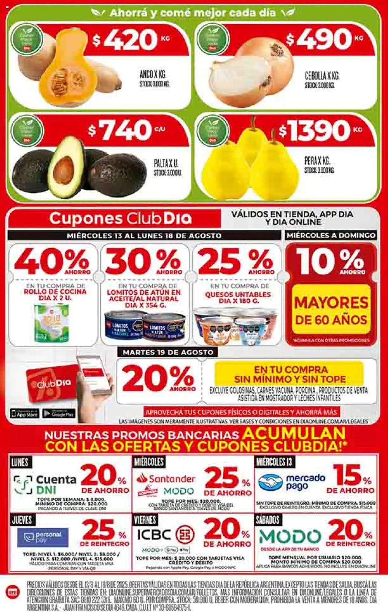Supermercado DIA Ofertas │ válido desde el 13.08.2025 | Página: 4 | Productos: Cocina, Banco, Cebolla, Atún